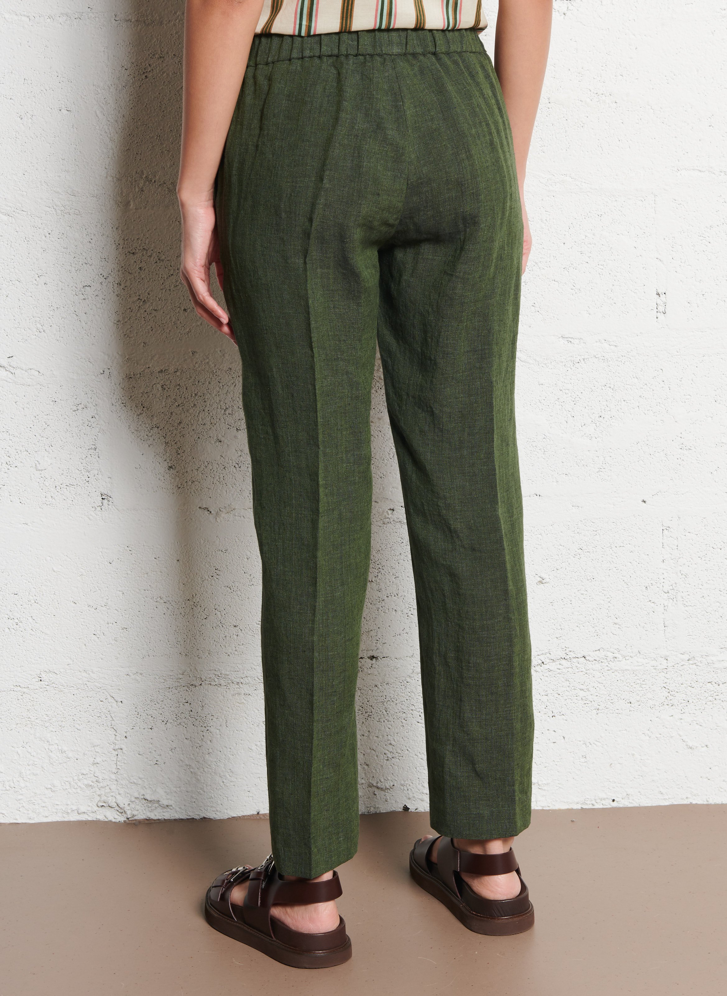Straight linen pants DIEGA Brown