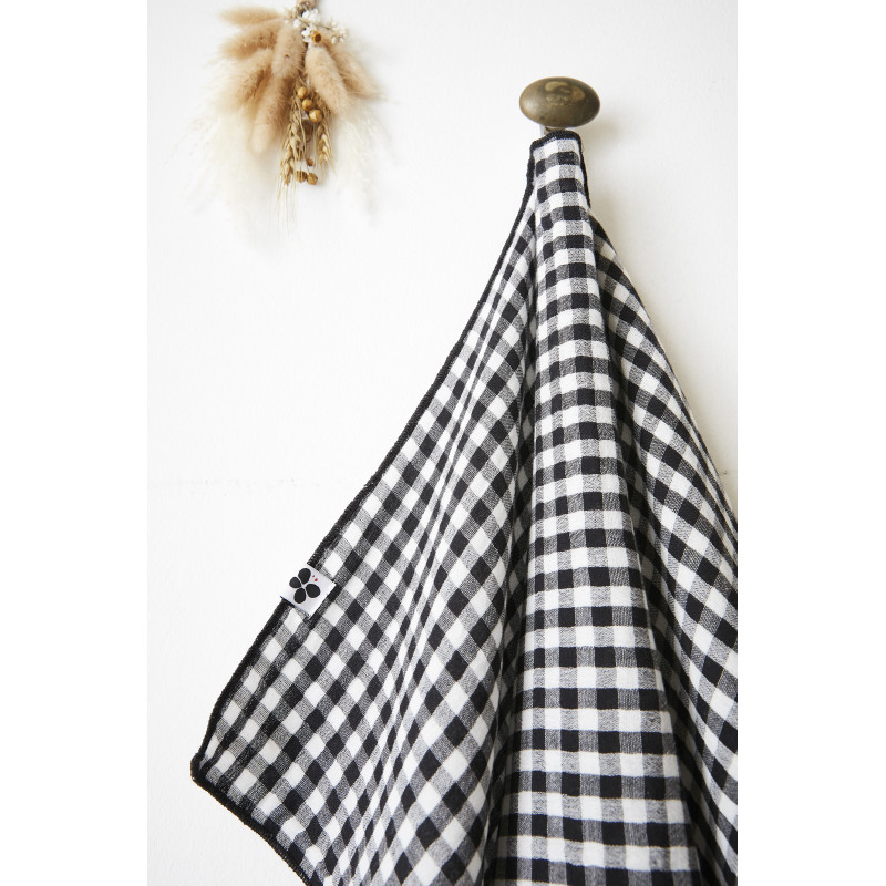 Lot de 2 essuie-mains en gaze de coton L'EFFET PAPILLON Noir