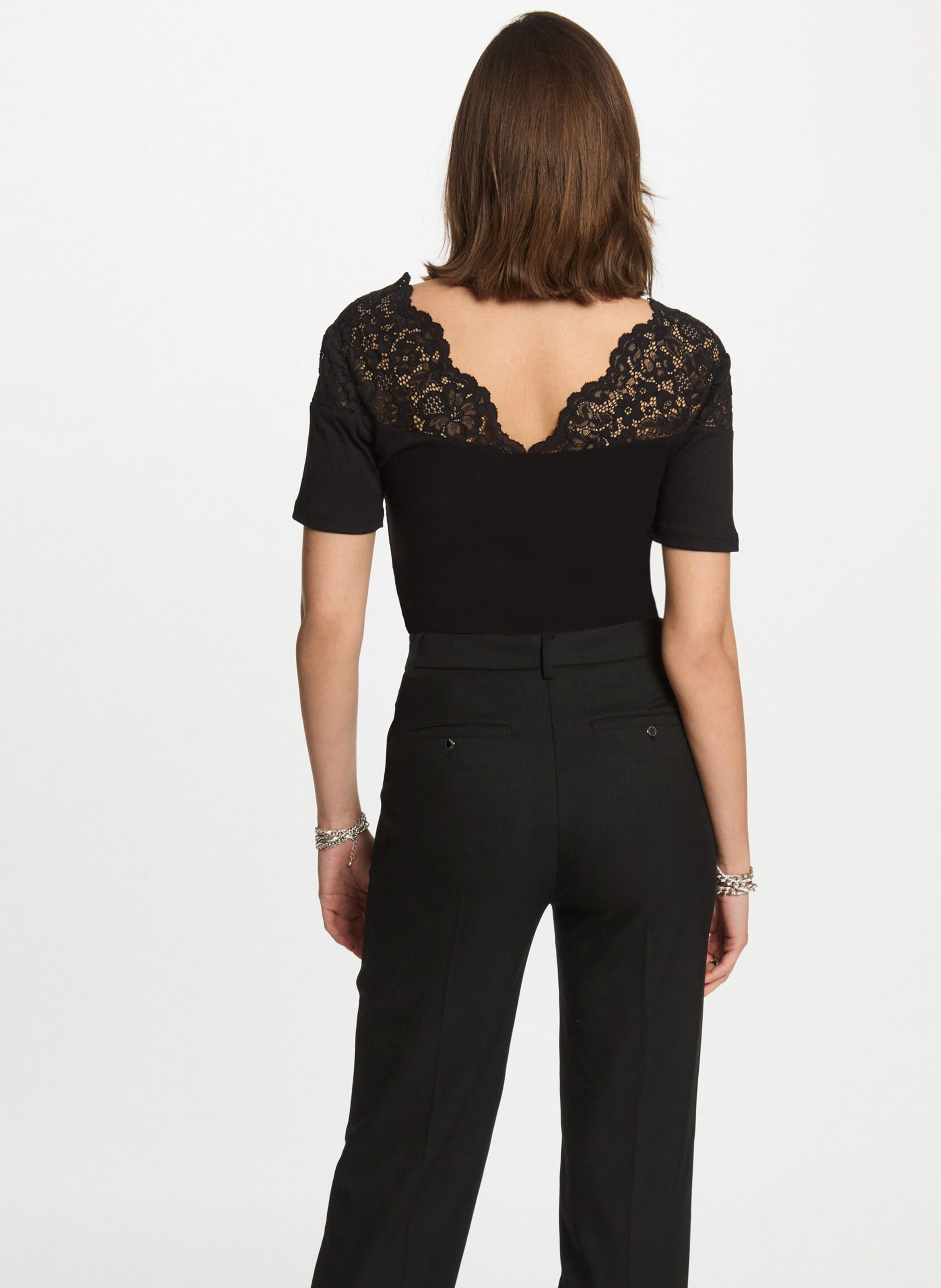 Tee-shirt droit en fibres recyclées mélangées MORGAN Noir