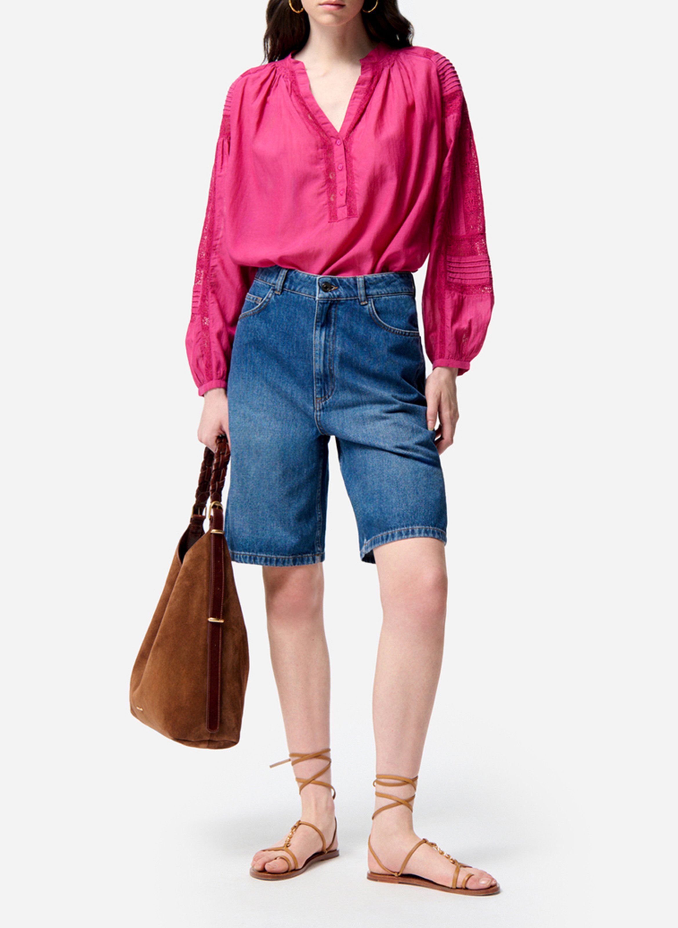 Kanten top met lange mouw VANESSA BRUNO Roze