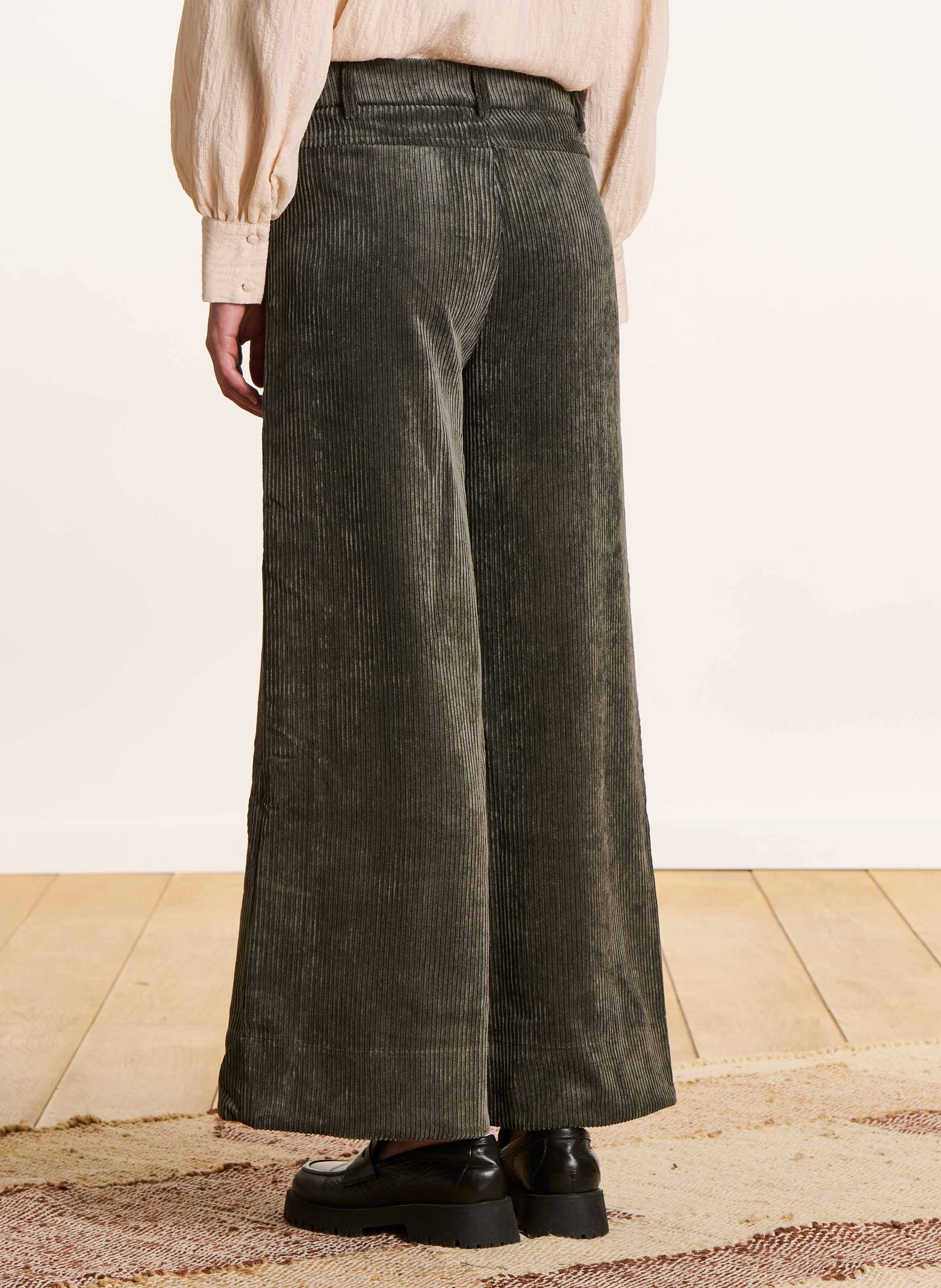 Cropped corduroy pants LA FEE MARABOUTEE Green
