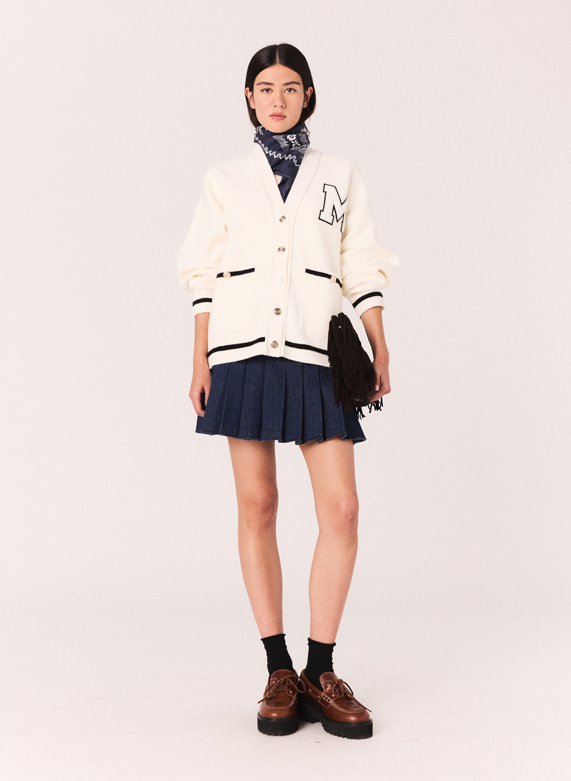 Gilet col V  MAJE Beige