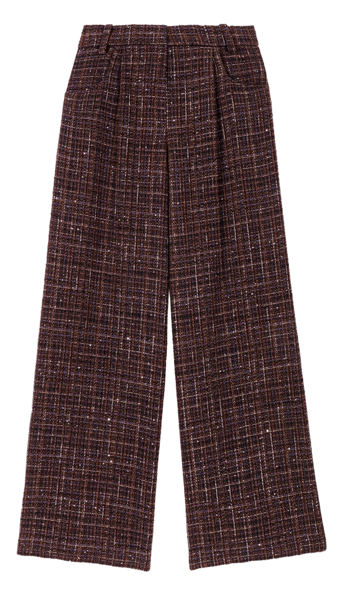 Pantalon droit taille haute en tweed MAJE Marron