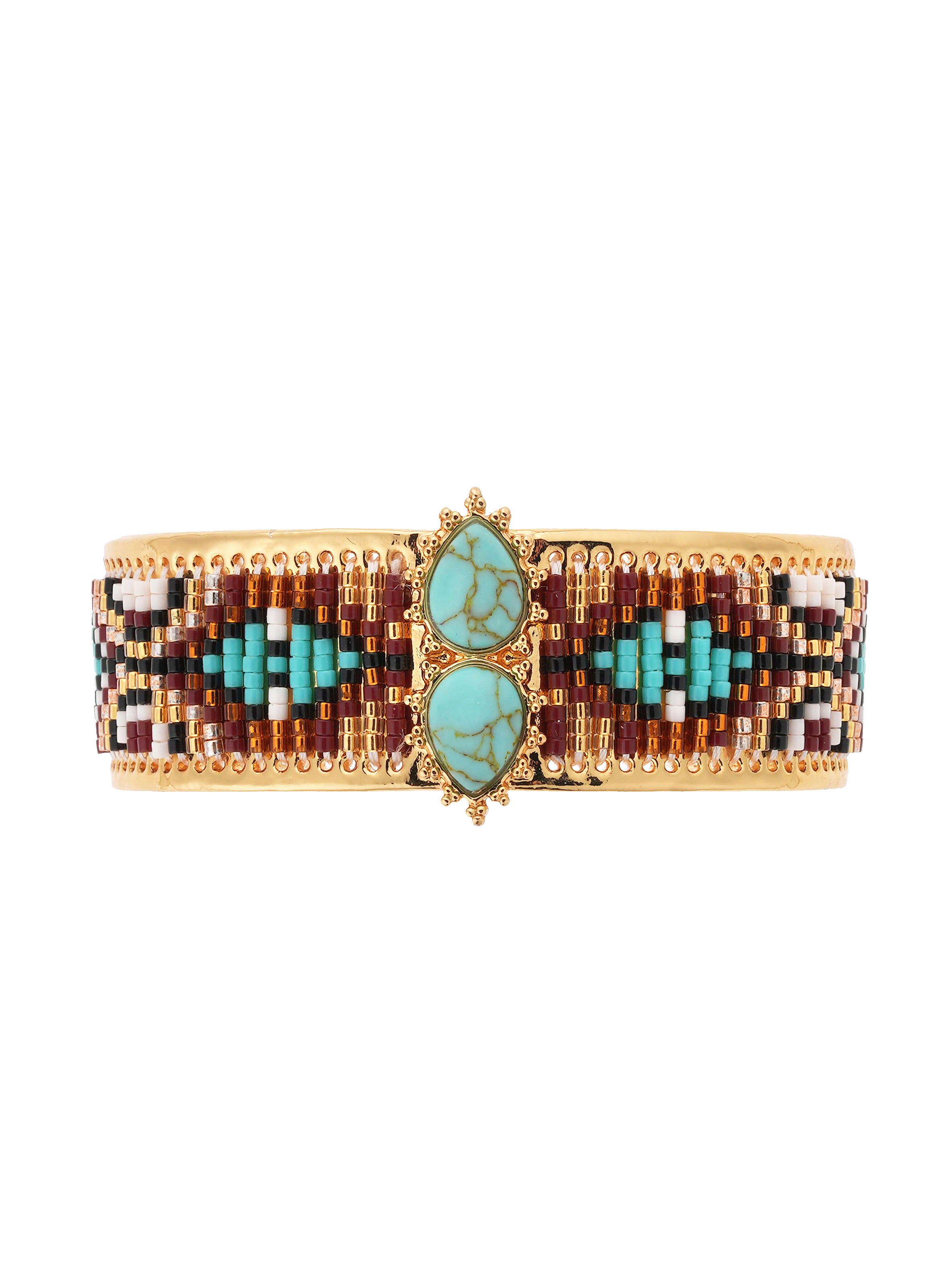 Bangle bracelet with woven beads HIPANEMA Blue