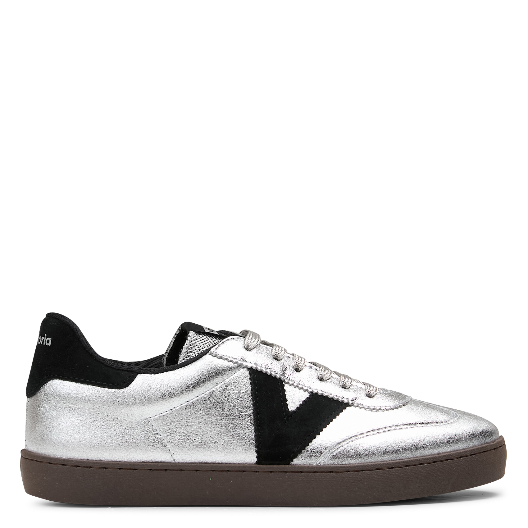 Baskets basses en cuir métallisé VICTORIA Argent