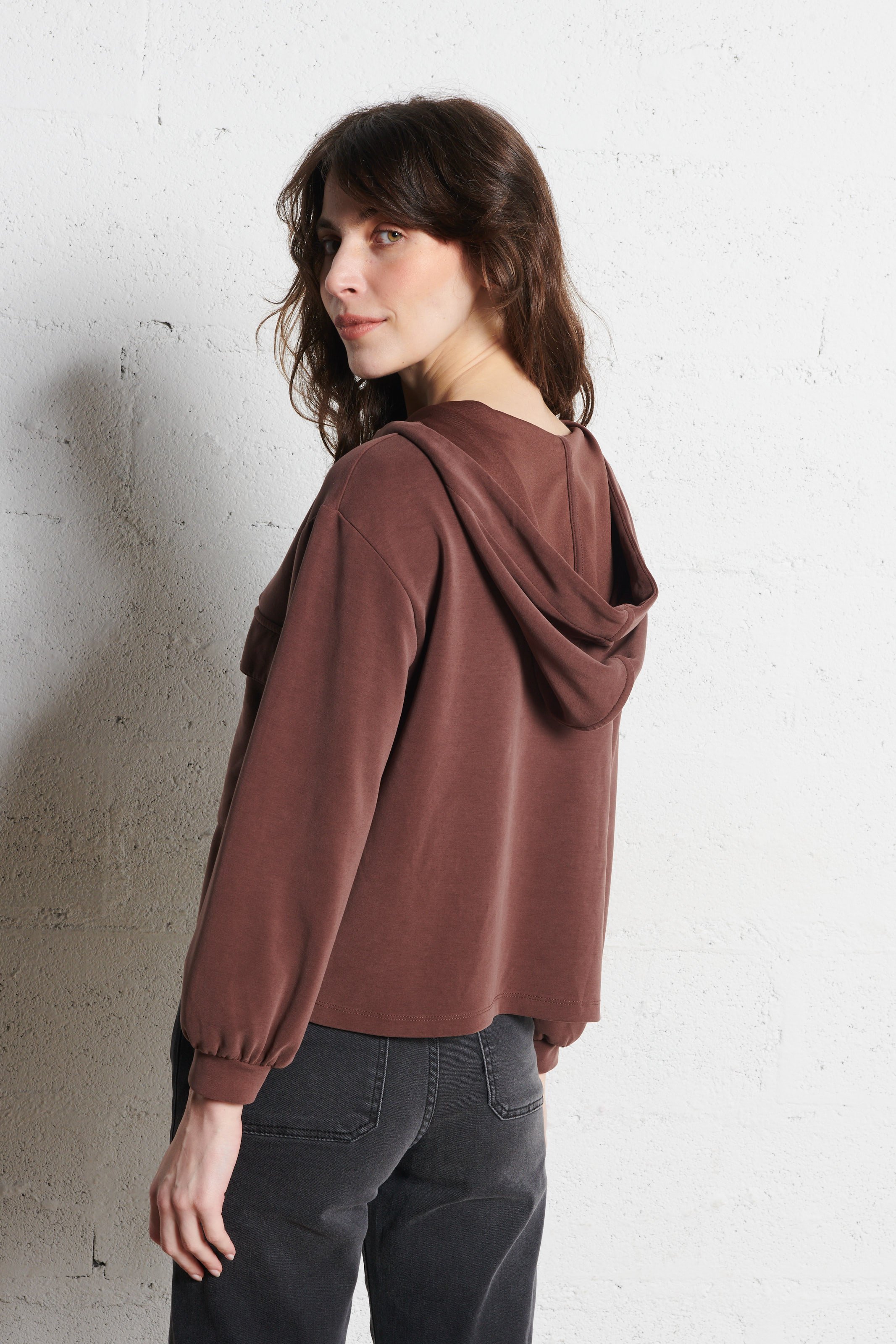 Sweat-shirt ample à capuche  MAISON 123 Marron