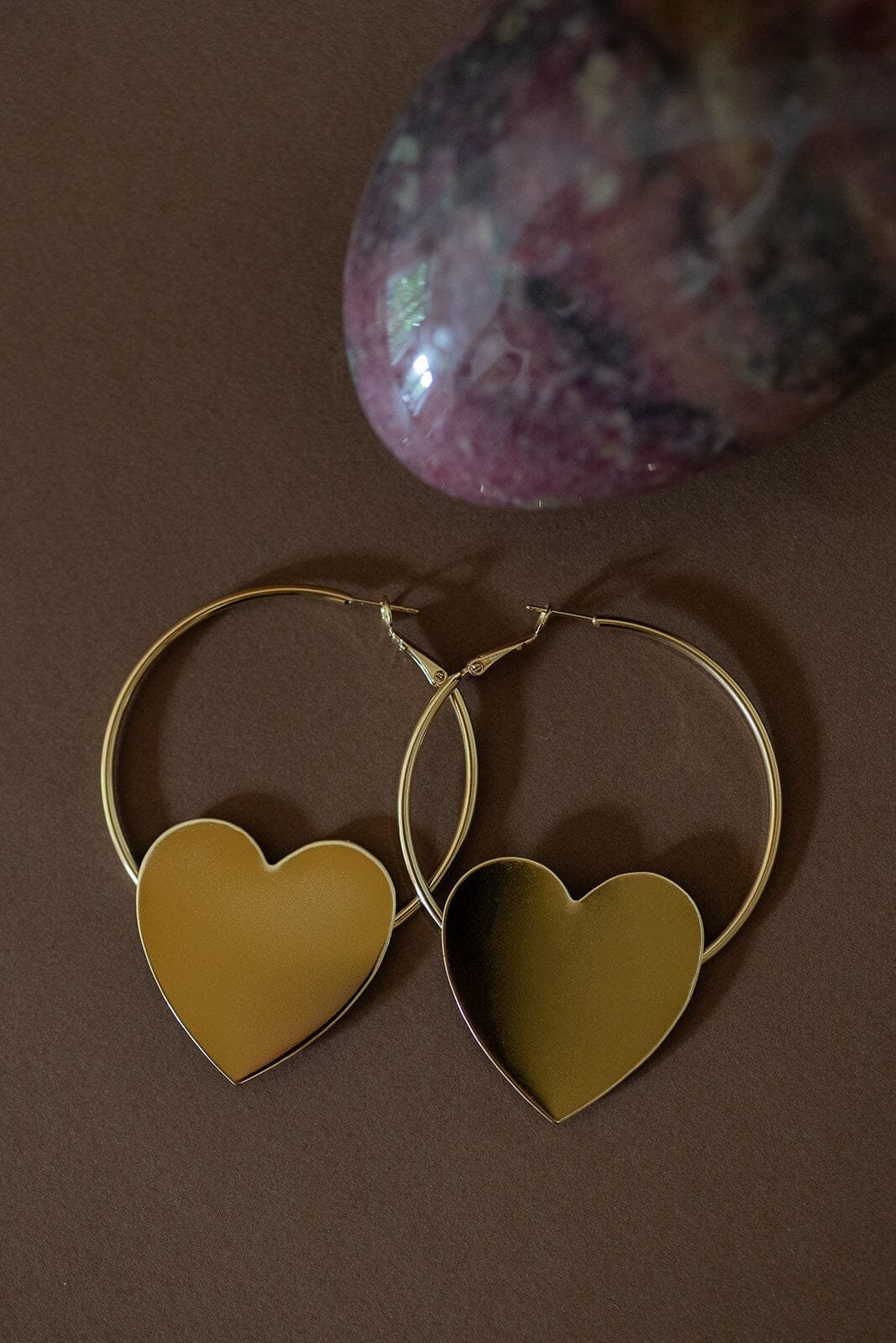 Gold-plated heart-shaped hoop earrings MONSIEUR SIMONE Golden