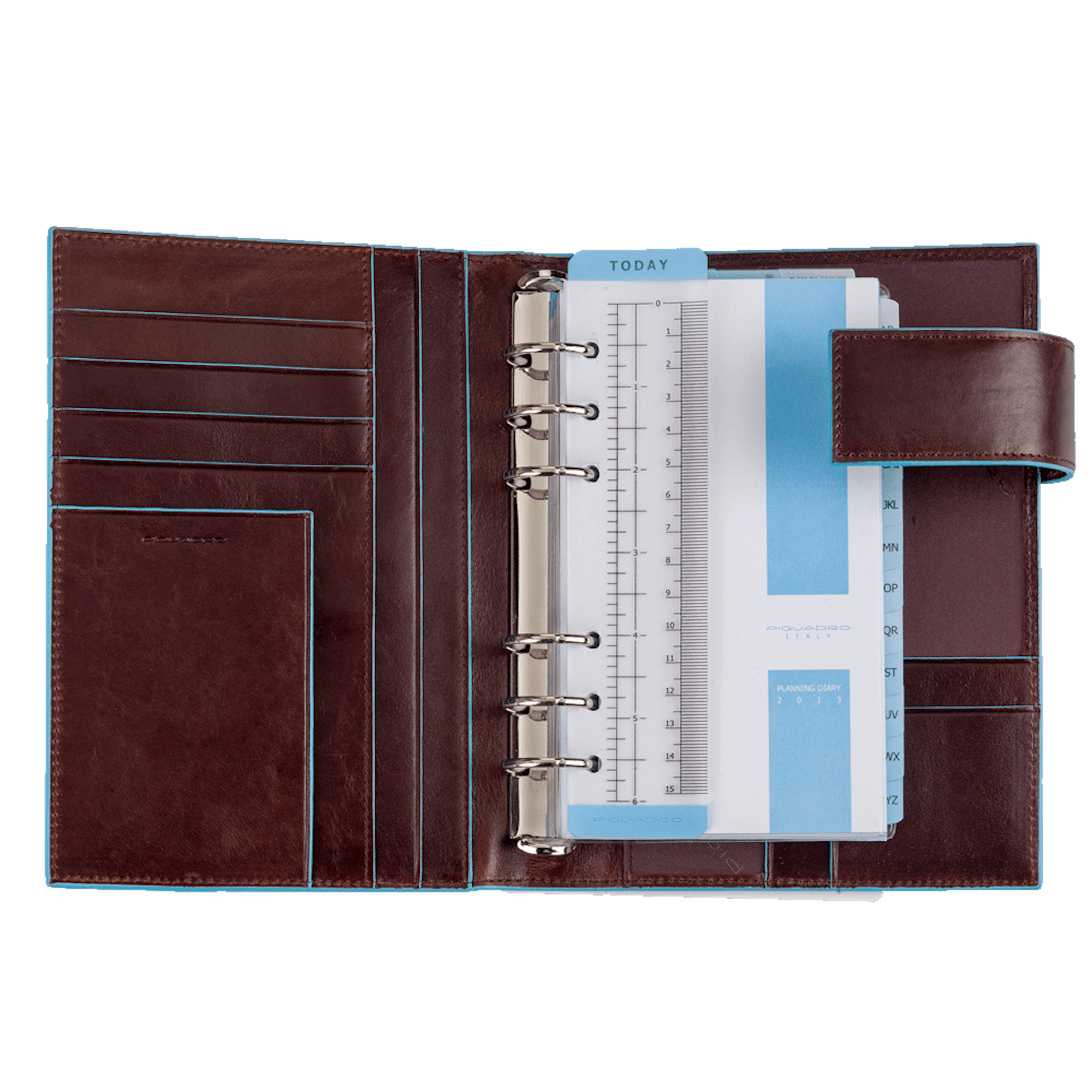 Leather organizer with pen loop PIQUADRO Brown