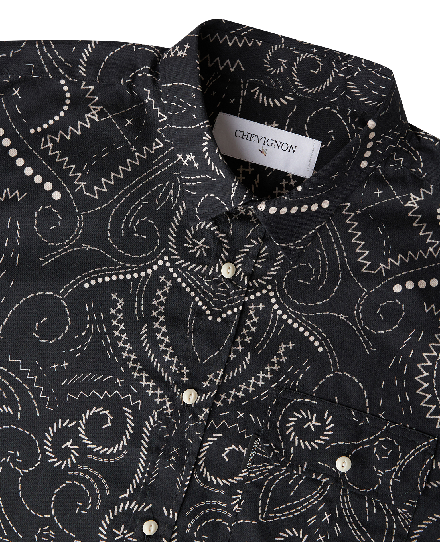 Gerade geschnittene Bluse aus Baumwoll-Mix mit Print CHEVIGNON Schwarz