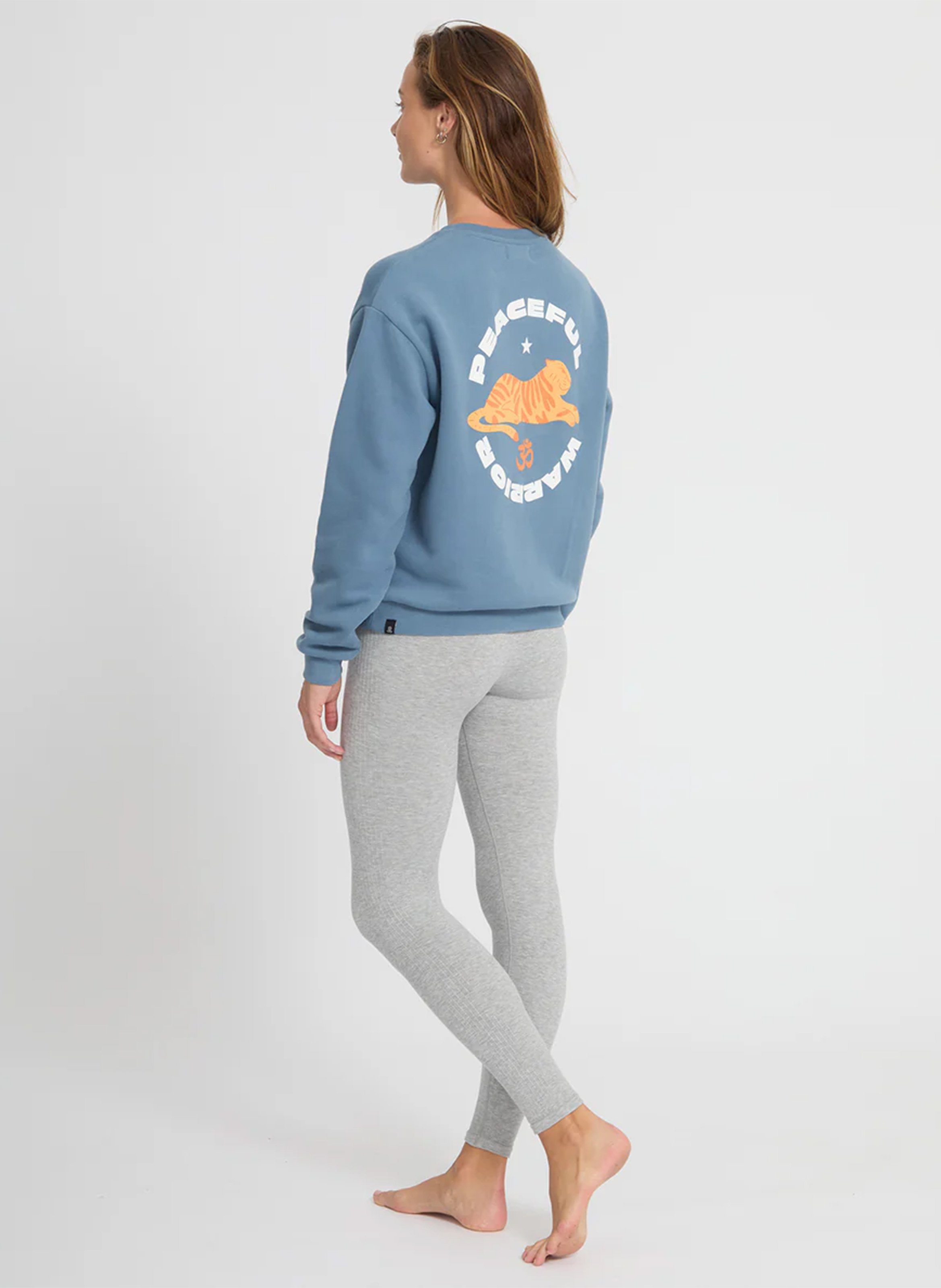 Sweat oversize col rond en coton bio YOGA SEARCHER Bleu