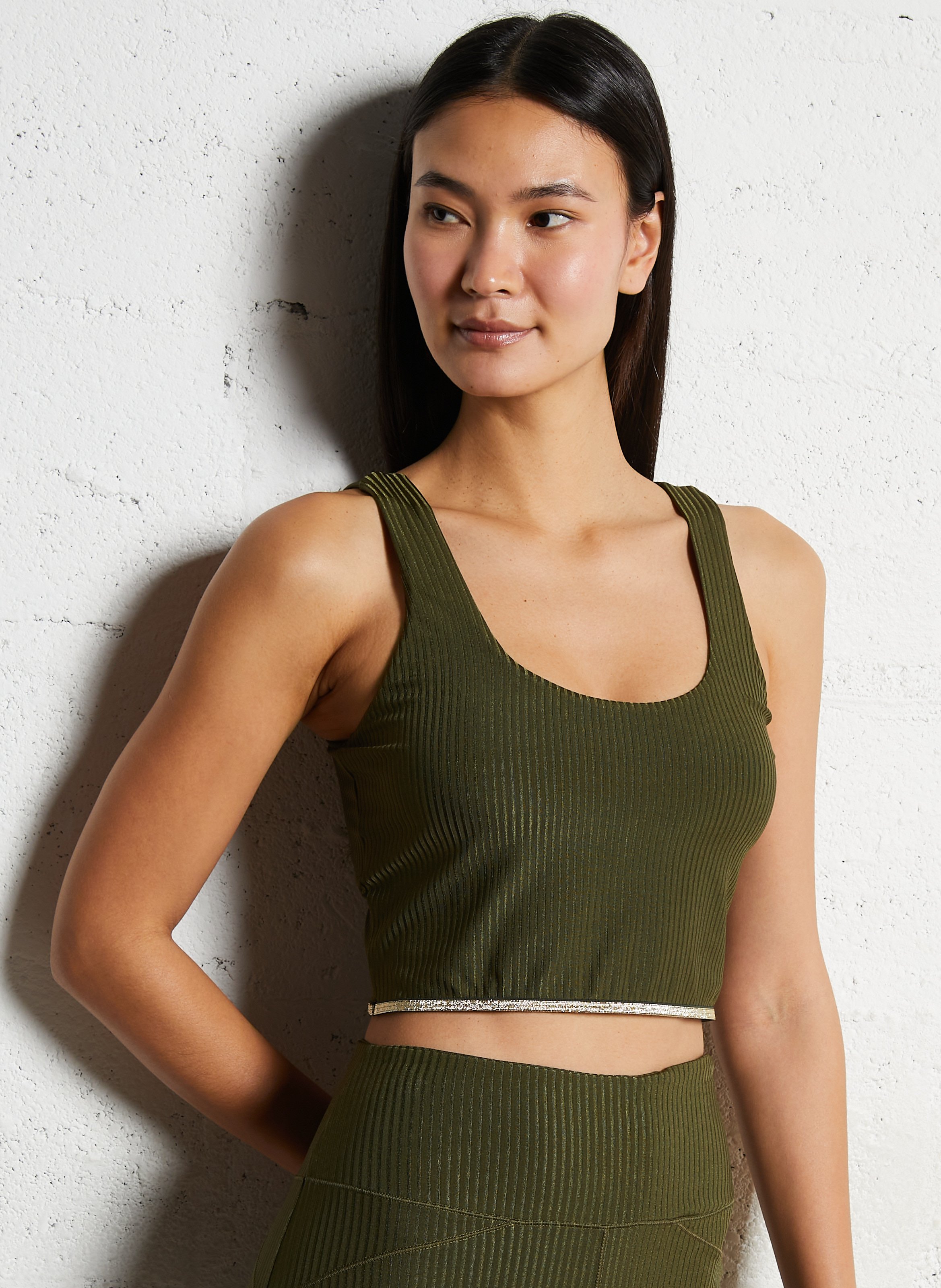 Débardeur court uni côtelé LA NOUVELLE Vert