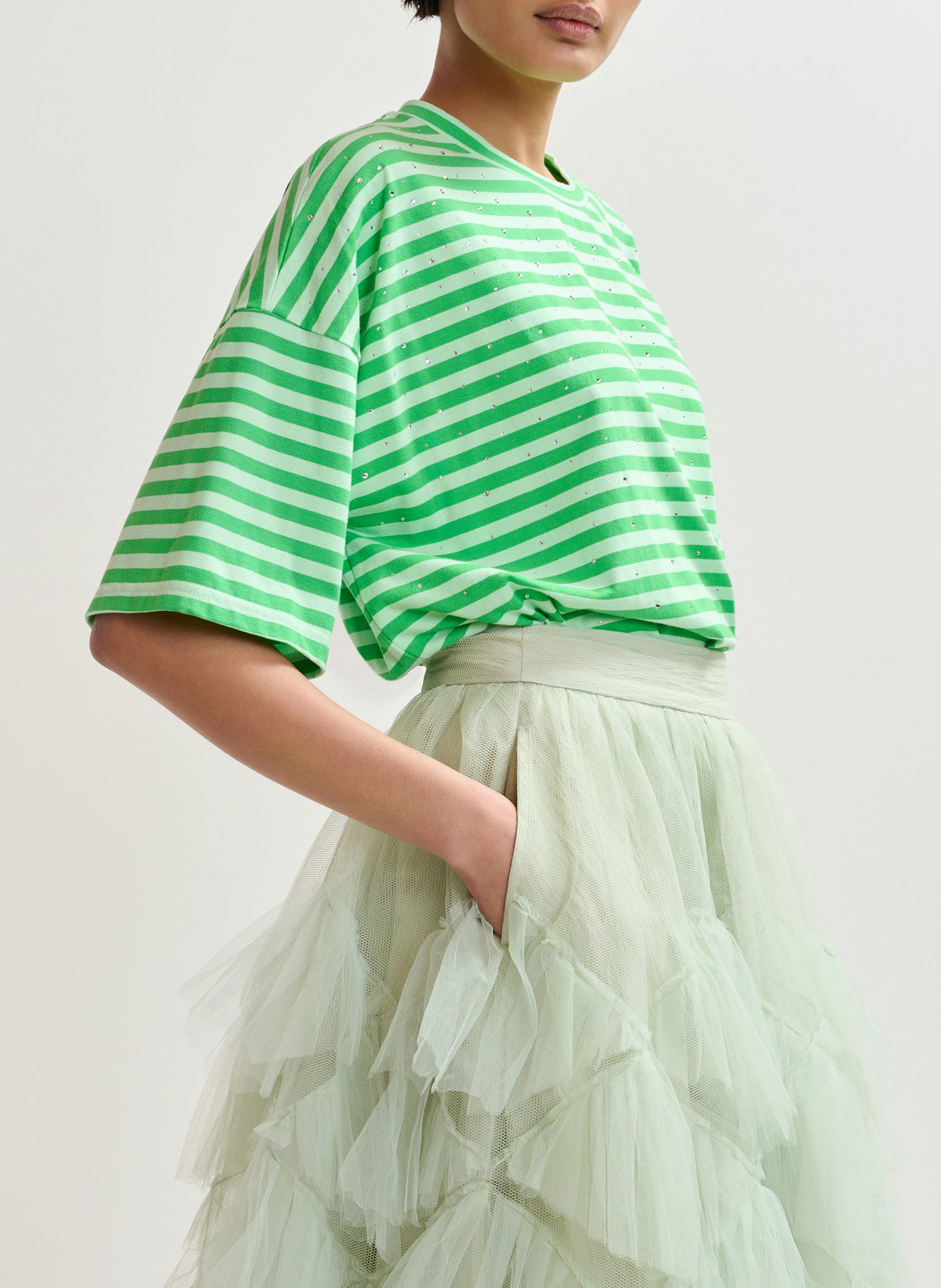 Tee-shirt oversize rayé à strass ESSENTIEL ANTWERP Bleu