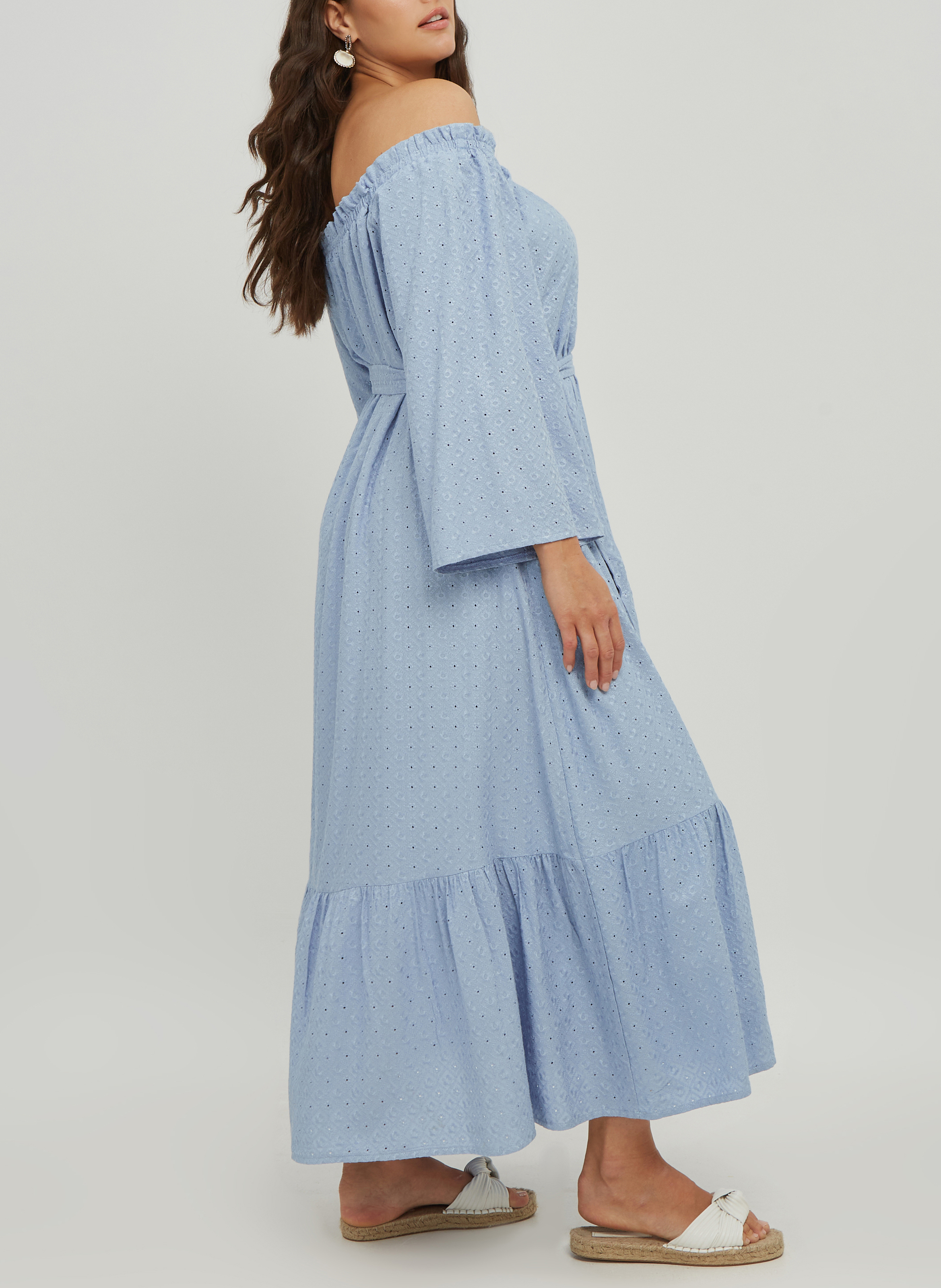 Long embroidered viscose dress MAT FASHION Blue