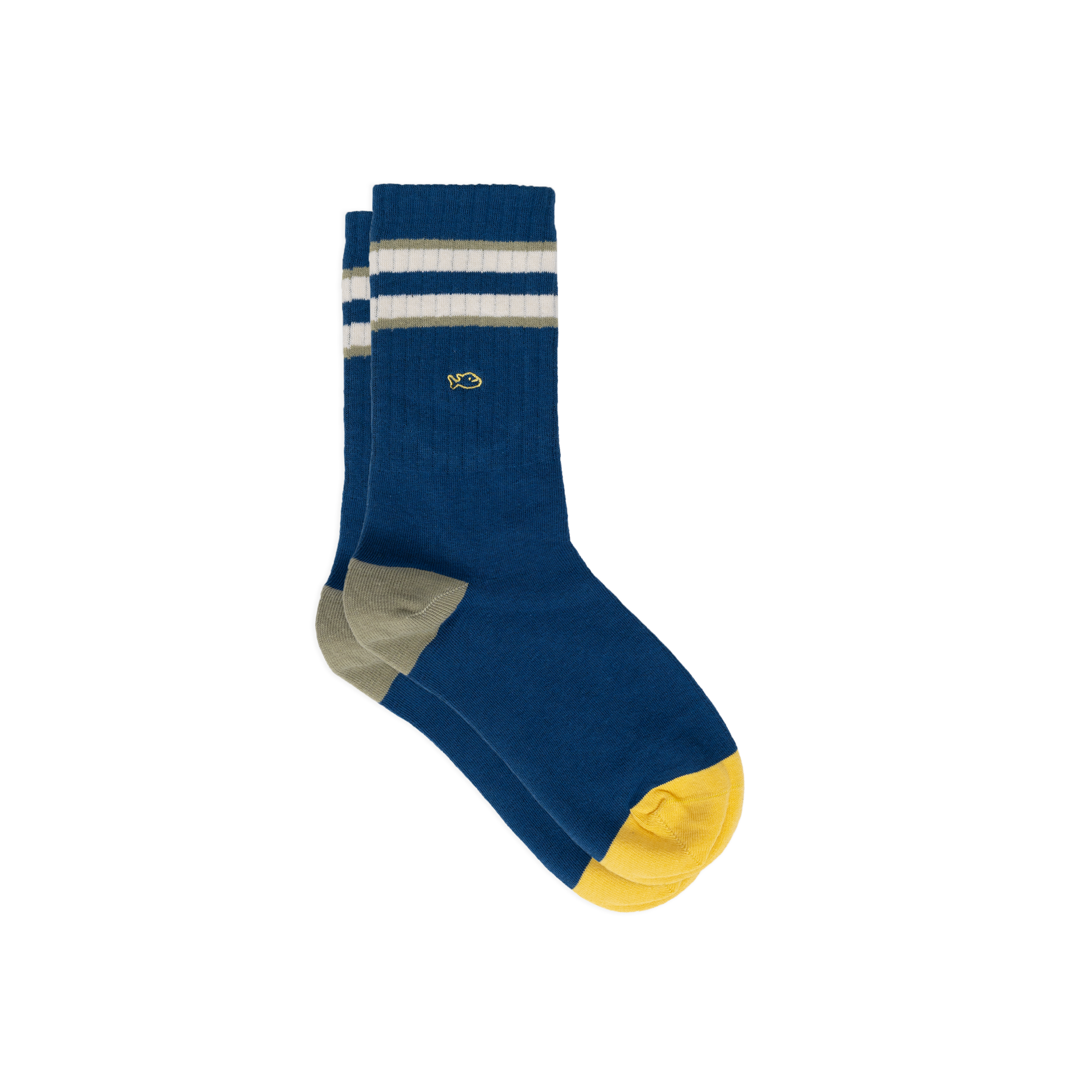 Combed cotton retro socks  Bleu foncé et ivoire