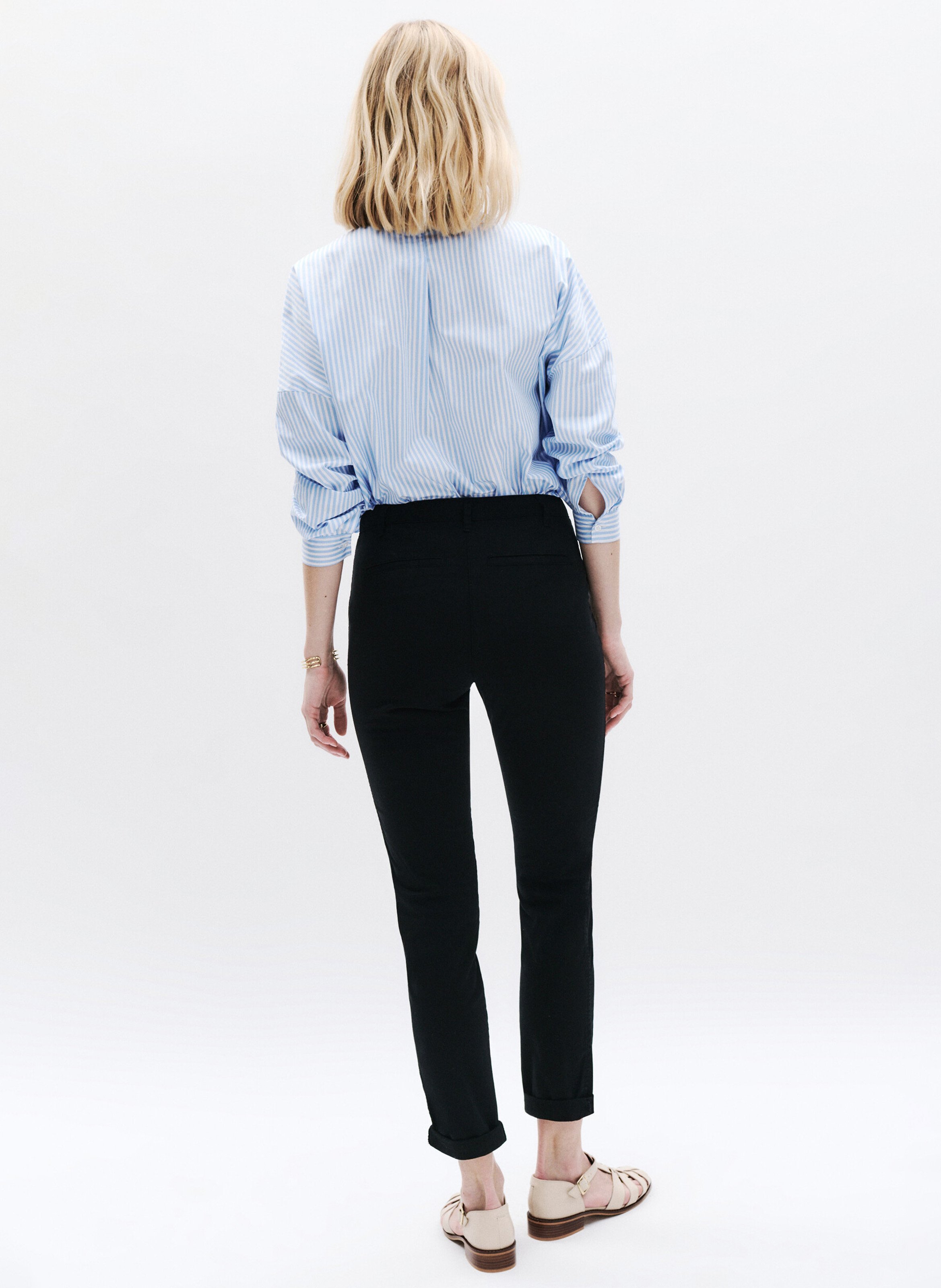 Pantalon chino en coton mélangé CAROLL Noir