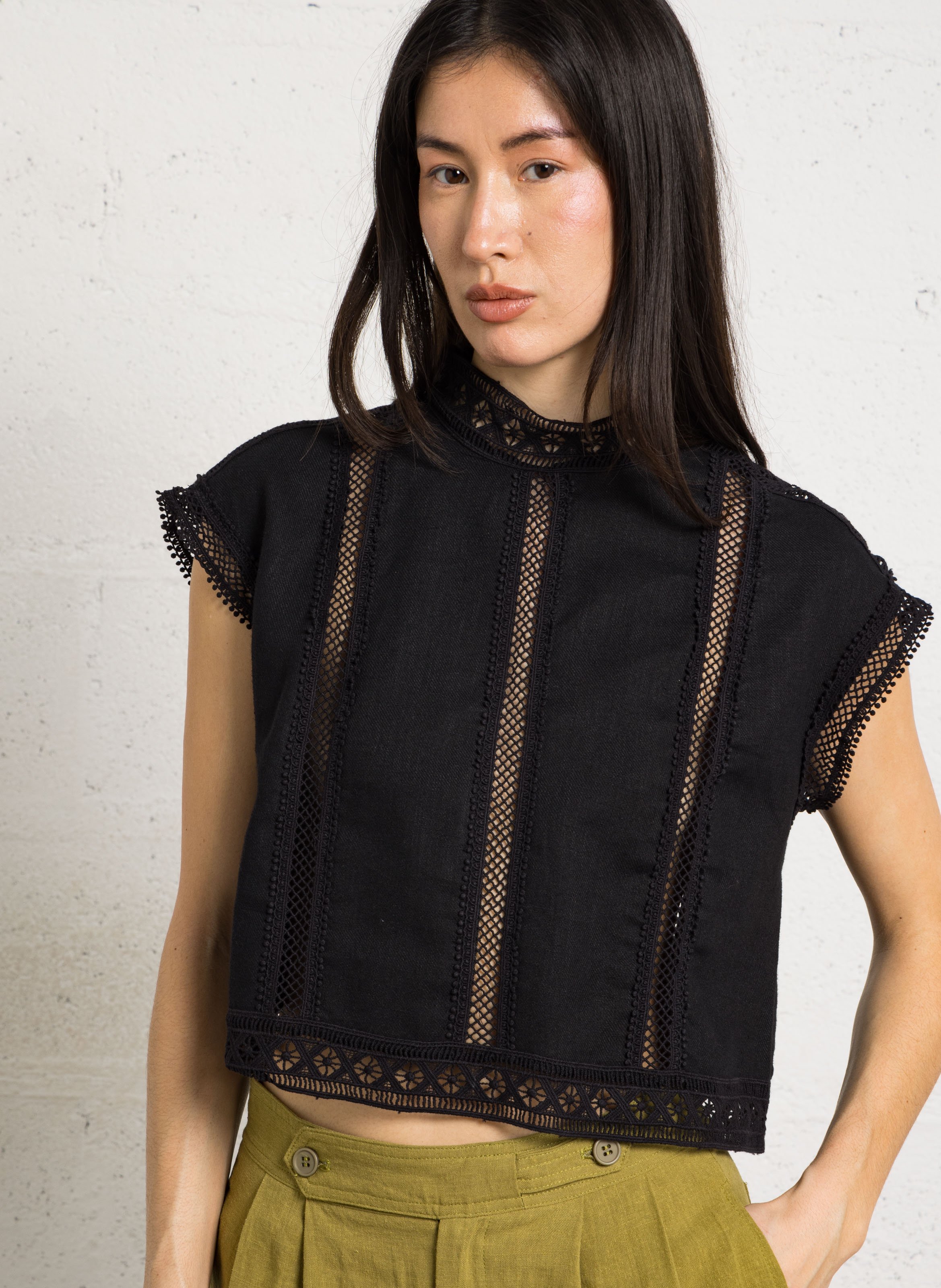 Buttoned top in blended cotton and linen SEE U SOON