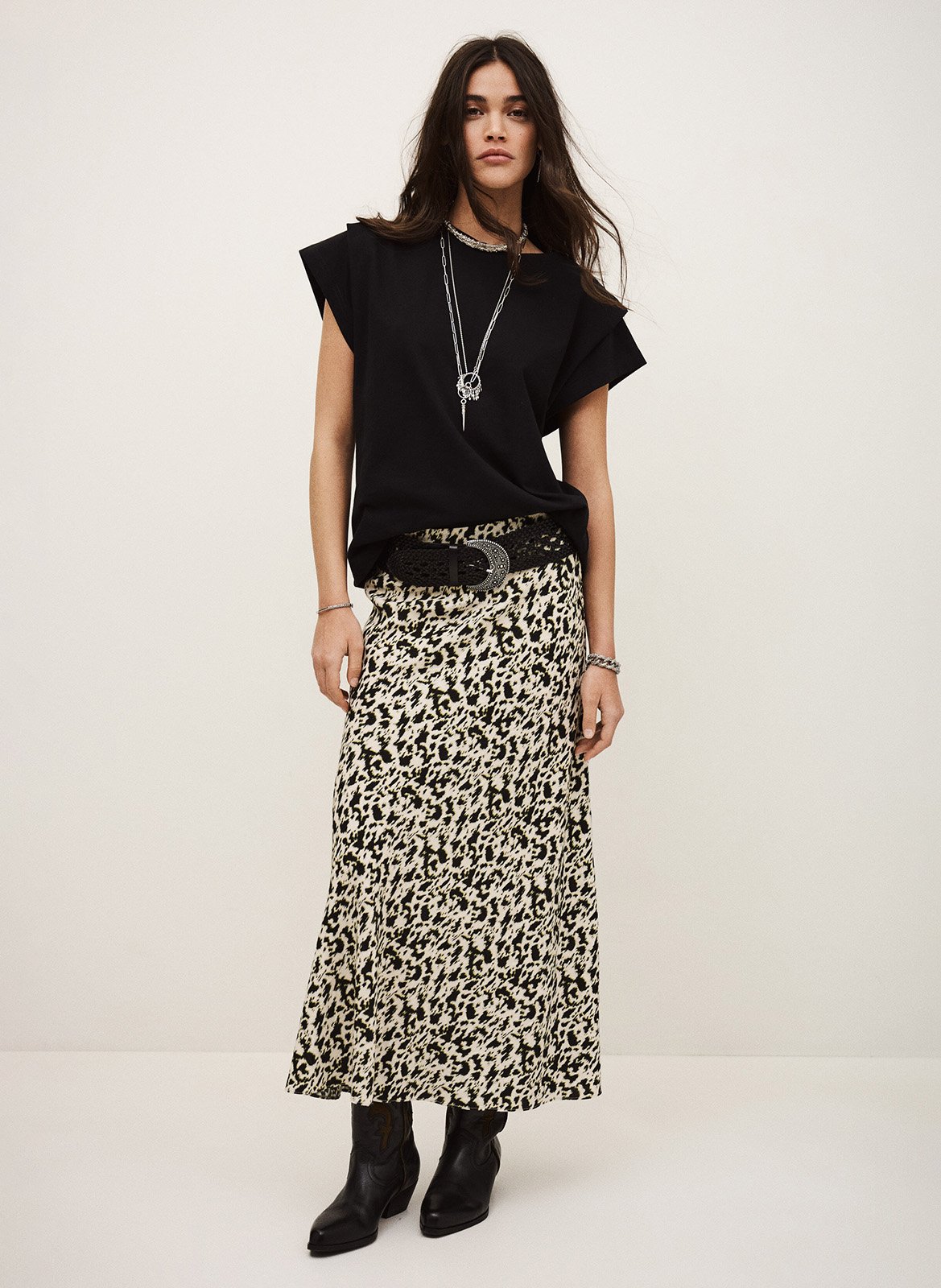 Anel printed midi skirt BA&SH Beige