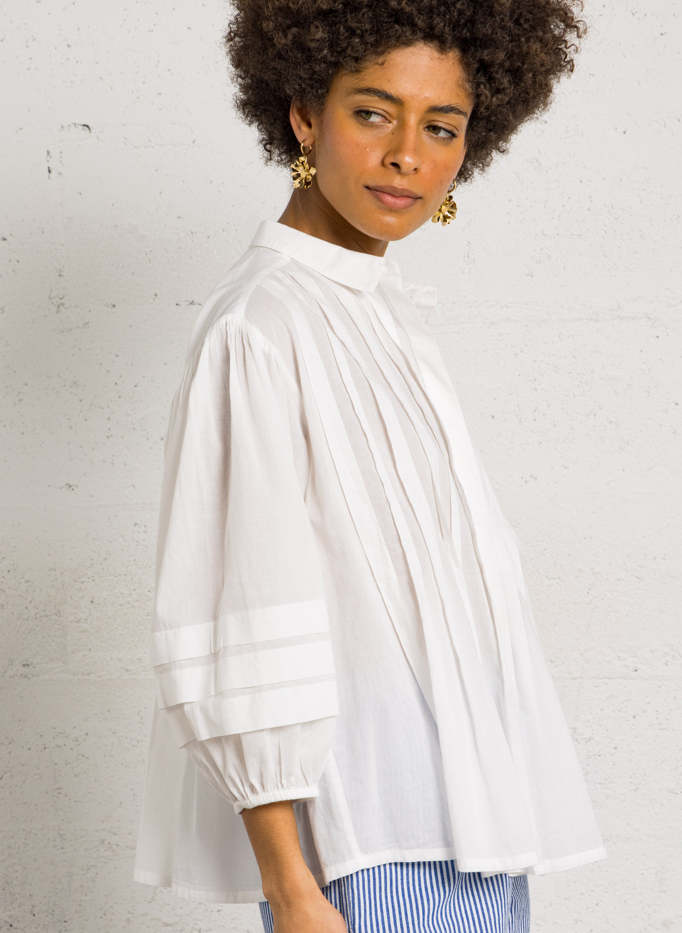 Organic cotton shirt with classic collar LEON & HARPER White