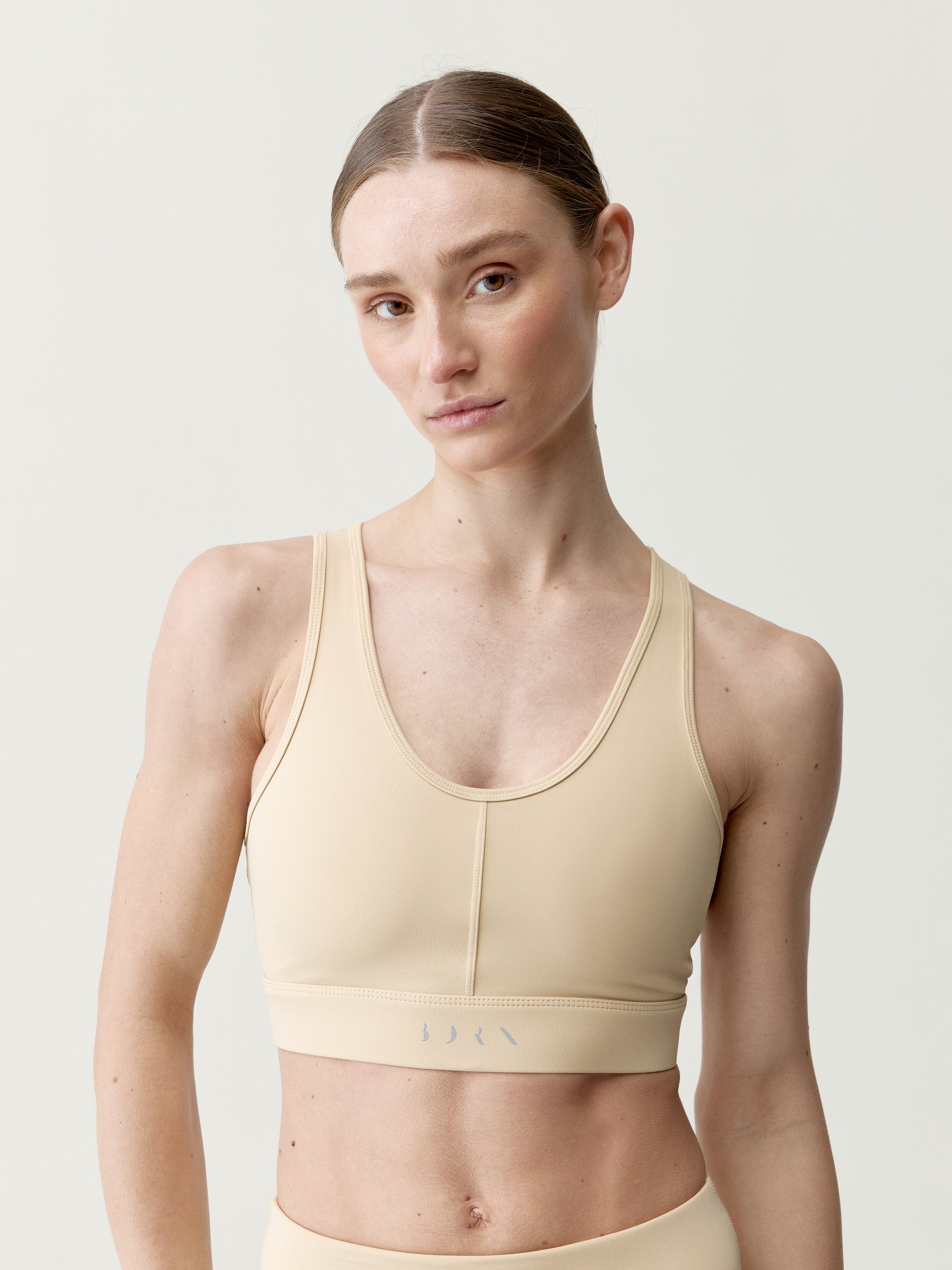 Brassière de sport performance fixation moyenne deo BORN Beige