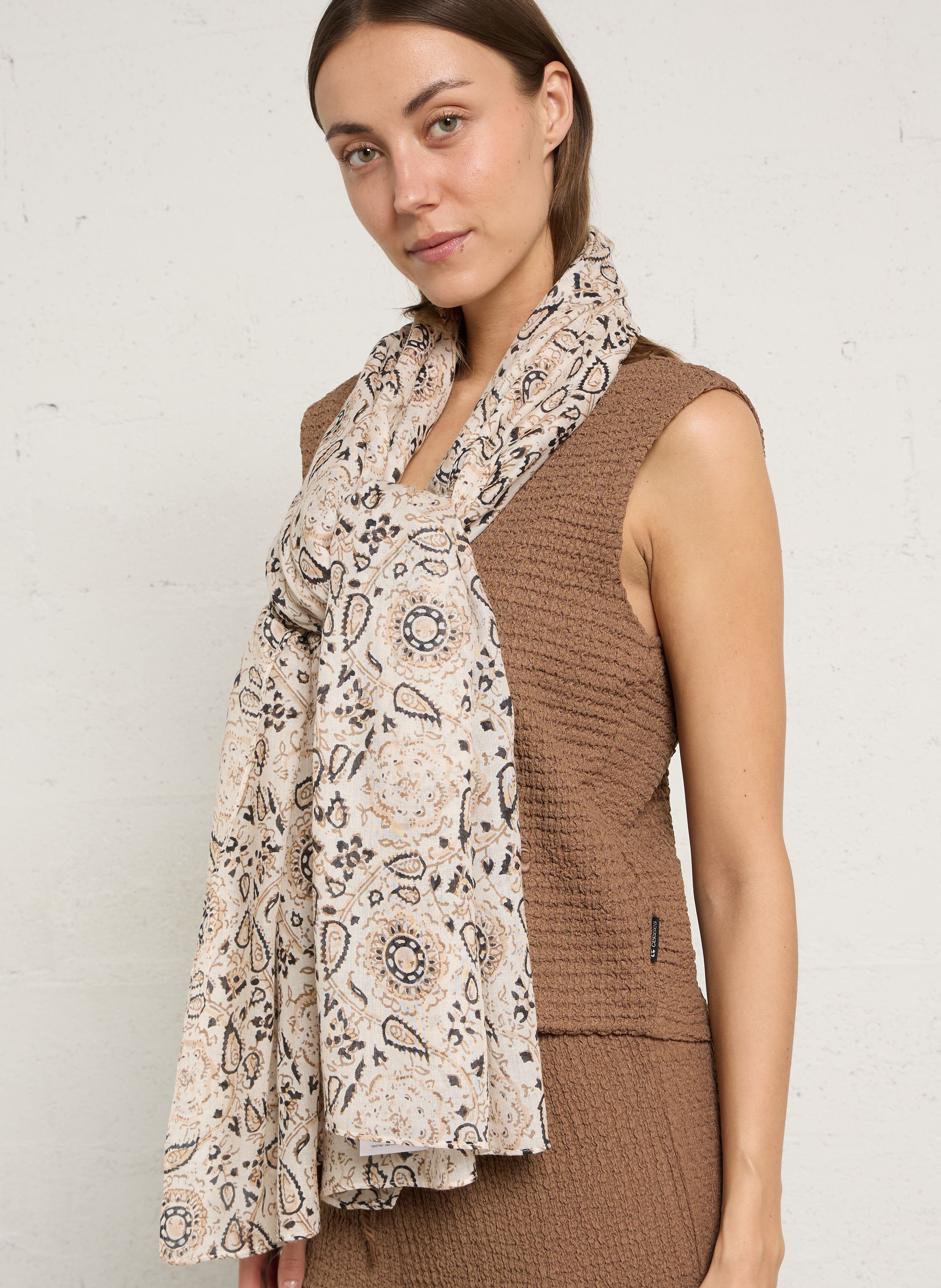 Foulard imprimé AU PRINTEMPS PARIS Beige