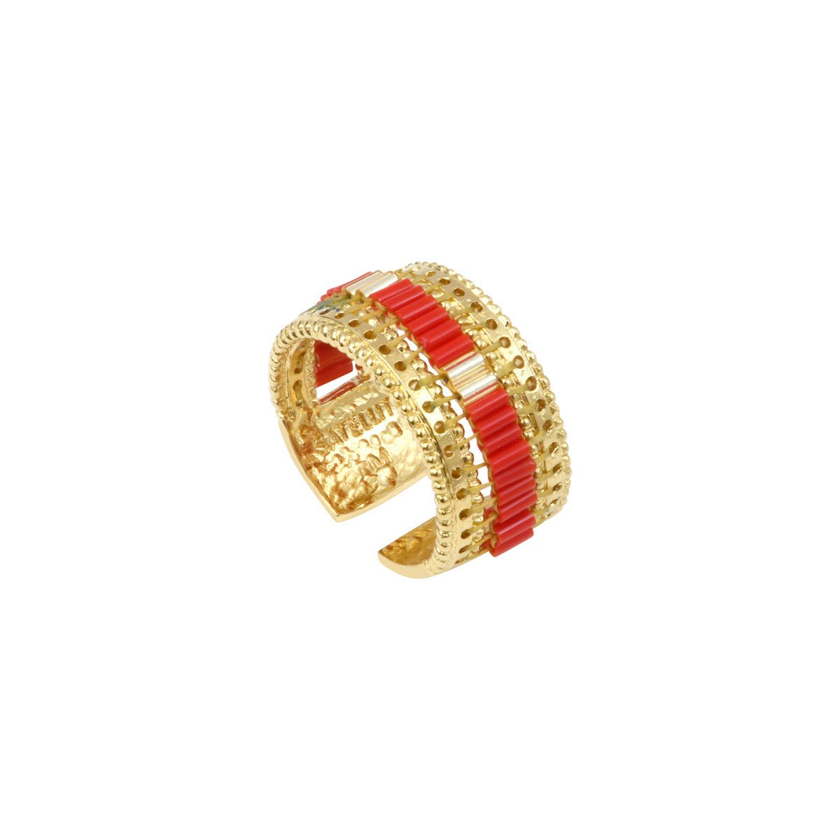 Bague medium ajustable   ajustable doré à l'or fin SATELLITE PARIS Rouge