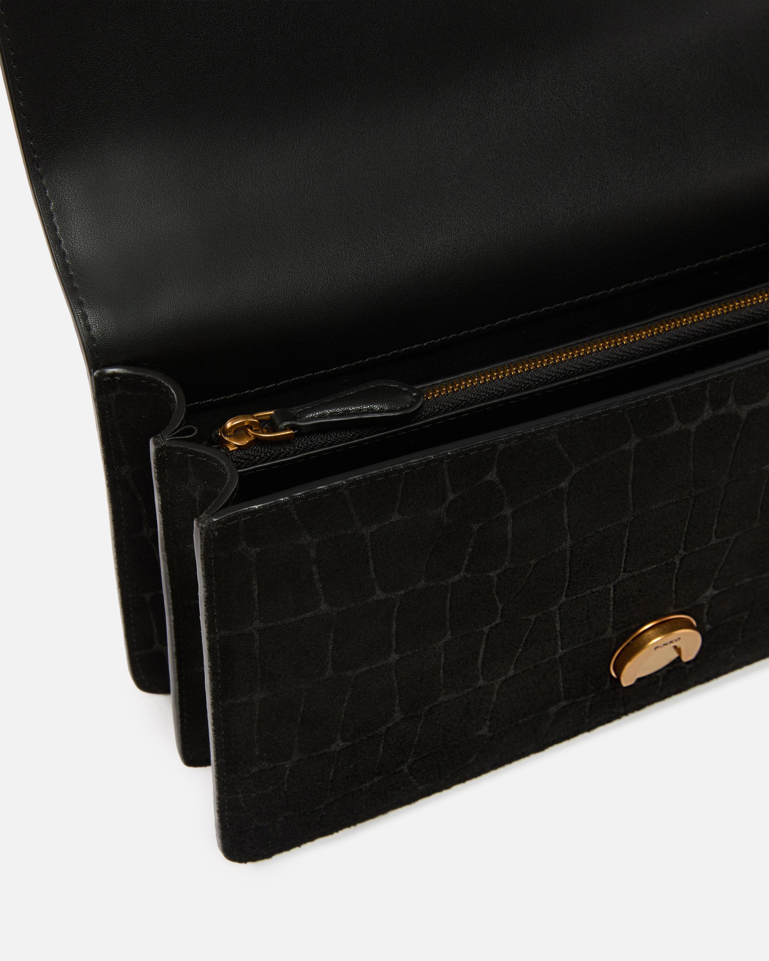 Sac à bandoulière moyen love bag one en cuir embossé crocodile PINKO Noir