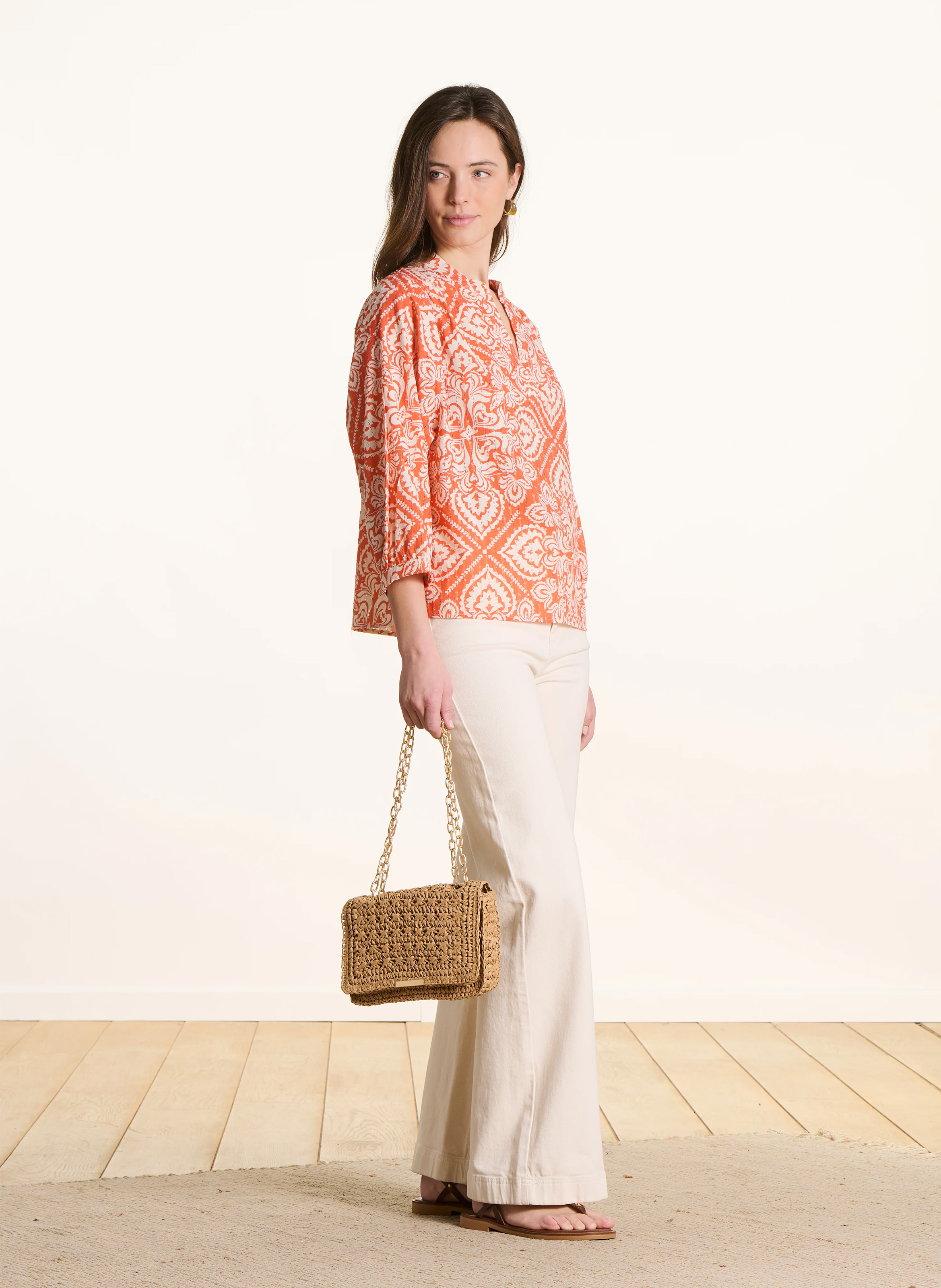 Blouse met tuniekhals LA FEE MARABOUTEE Oranje