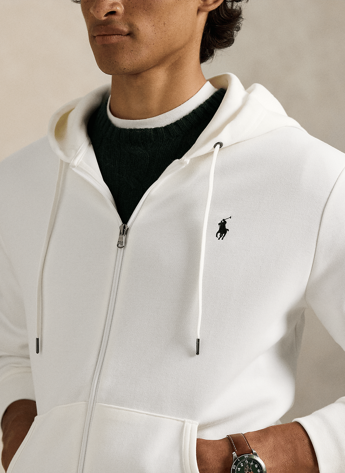 Zip-up soft cotton hoodie POLO RALPH LAUREN White
