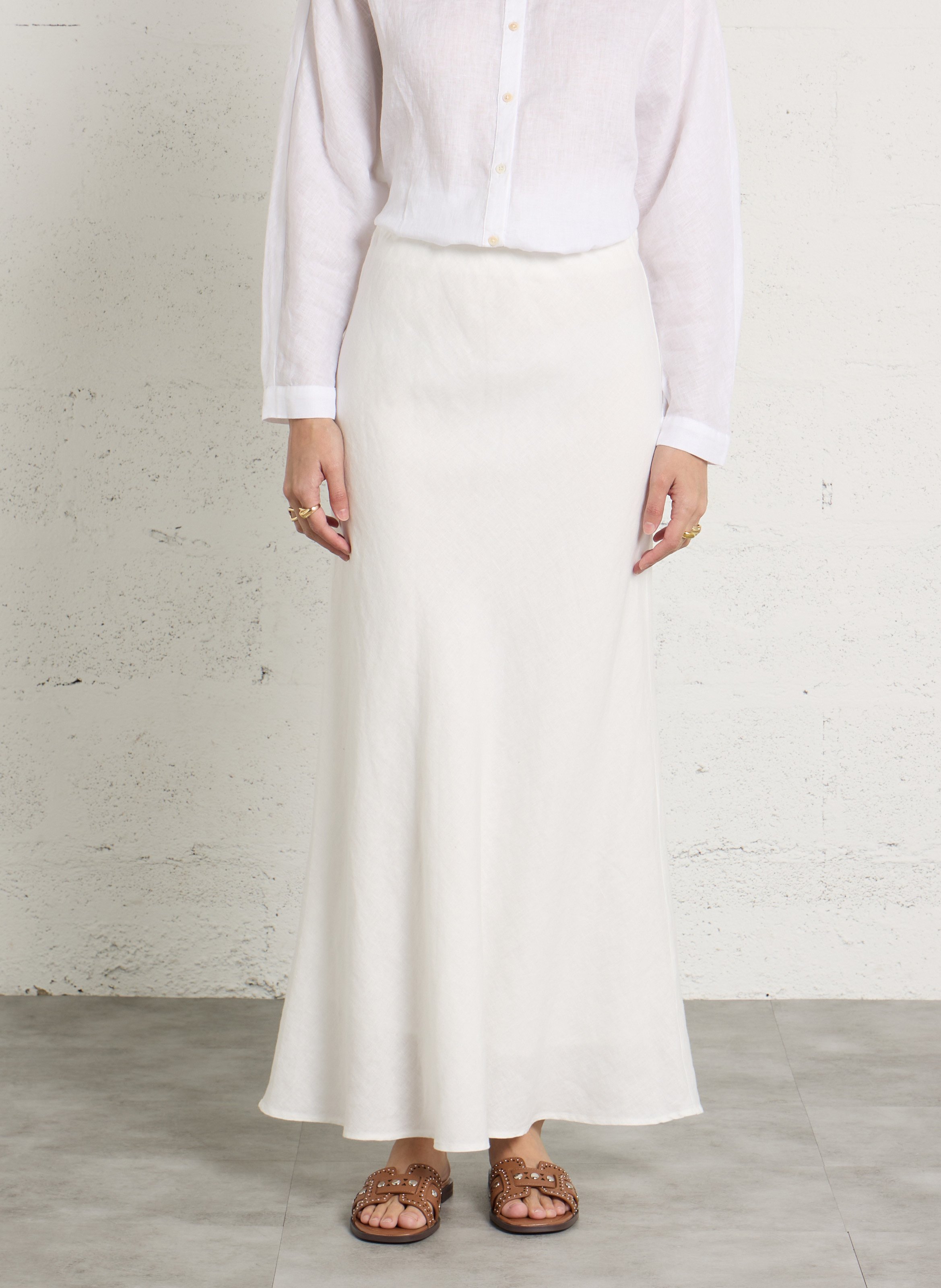 Jupe longue évasée en lin JC SOPHIE Blanc