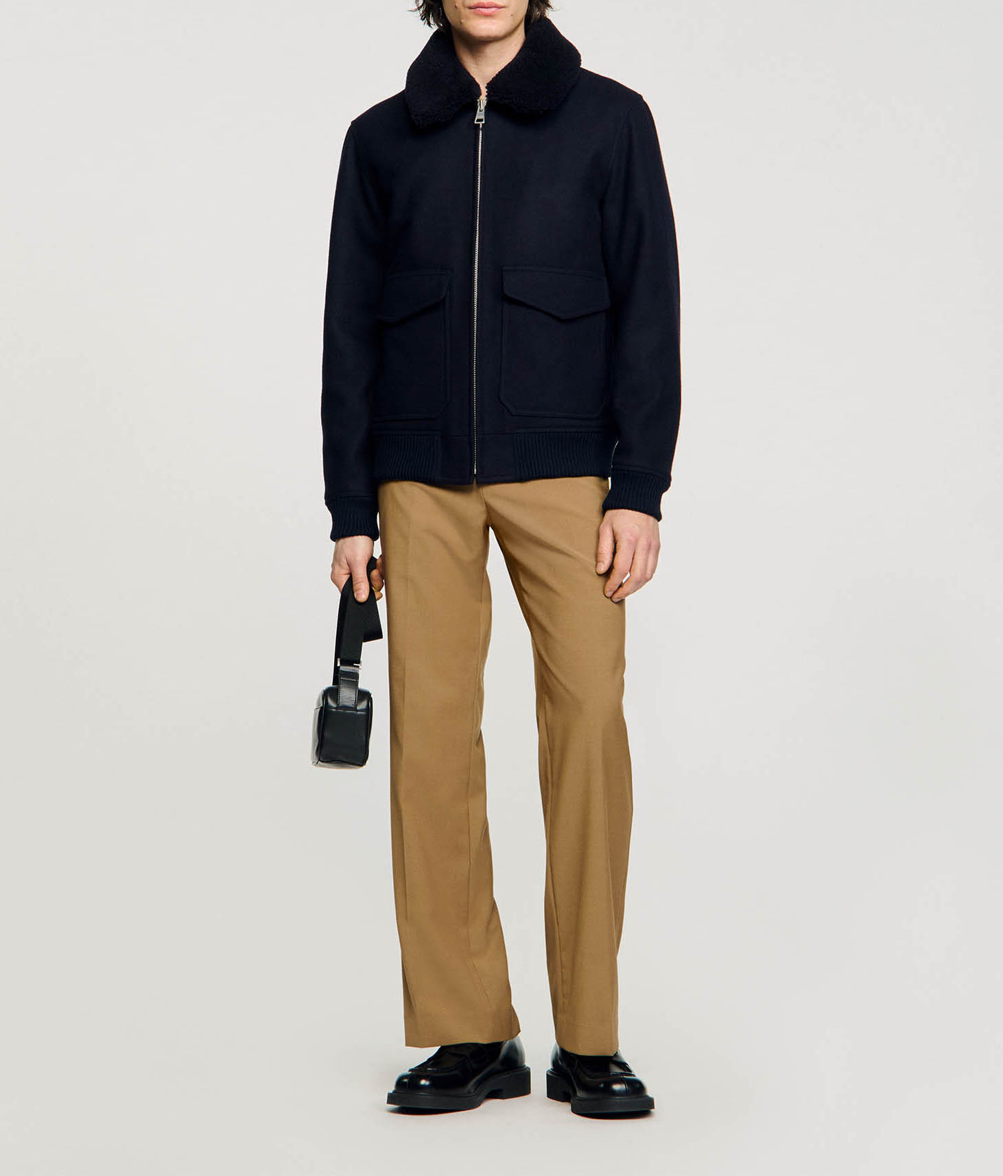 Vest van wolmix met ronde hals SANDRO Blauw