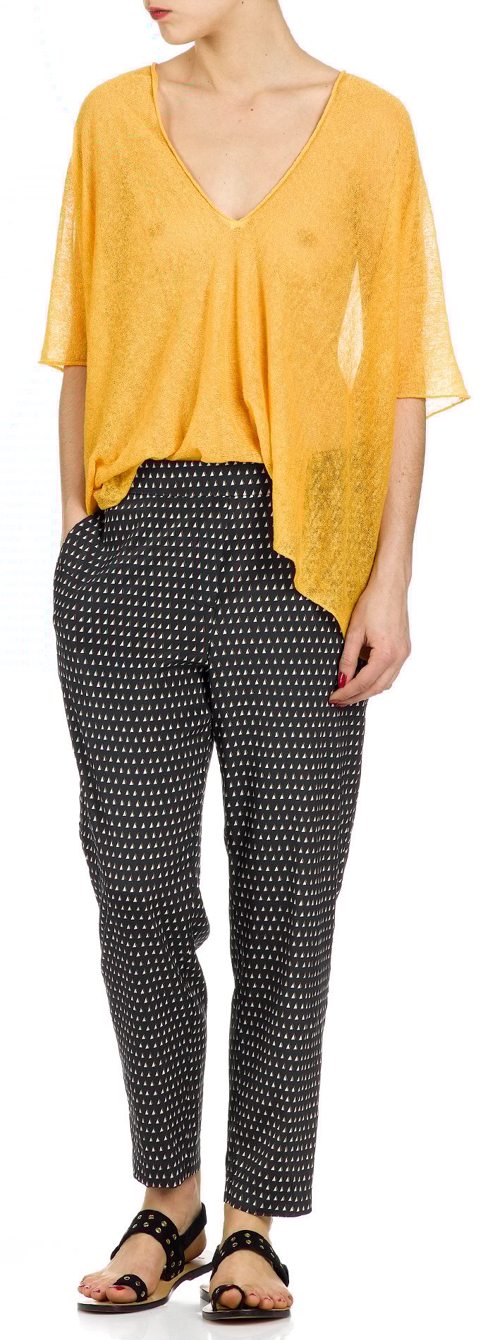 Stretch silk trousers ATTIC AND BARN Black
