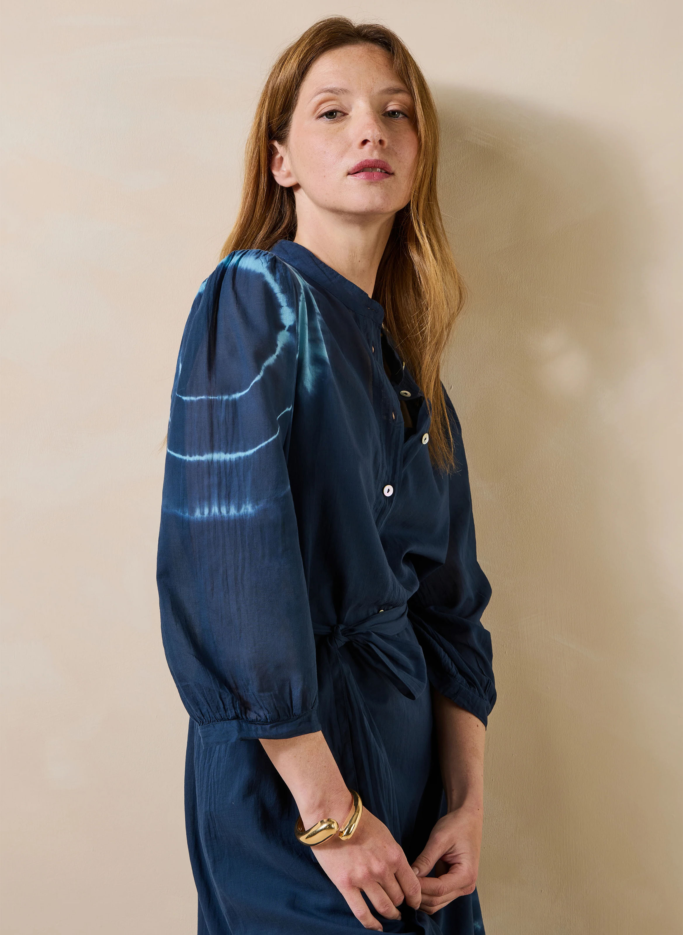 Robe midi tie and dye LA FEE MARABOUTEE Bleu
