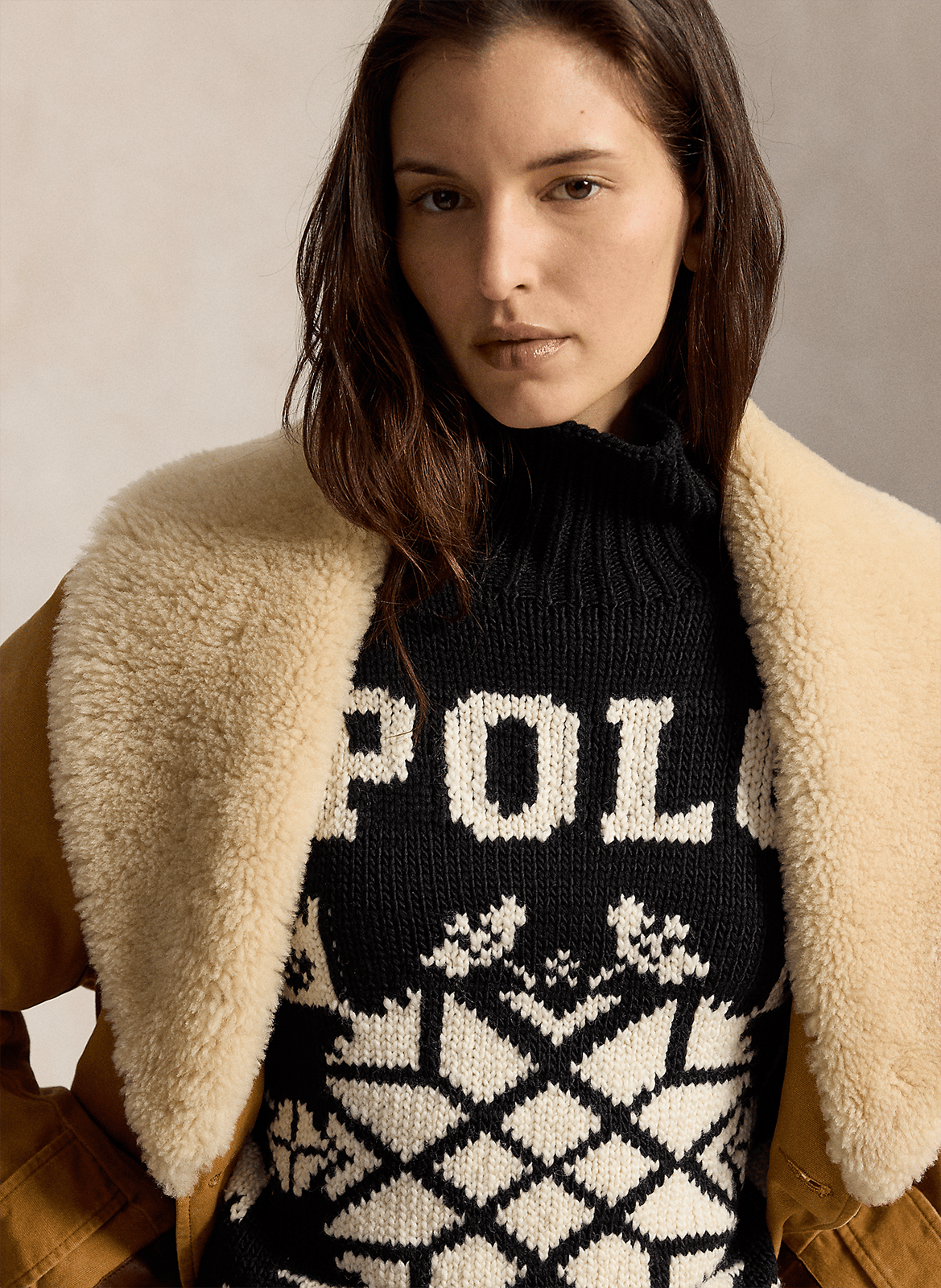 Gerader Pullover mit Stehkragen aus Wolle POLO RALPH LAUREN Schwarz