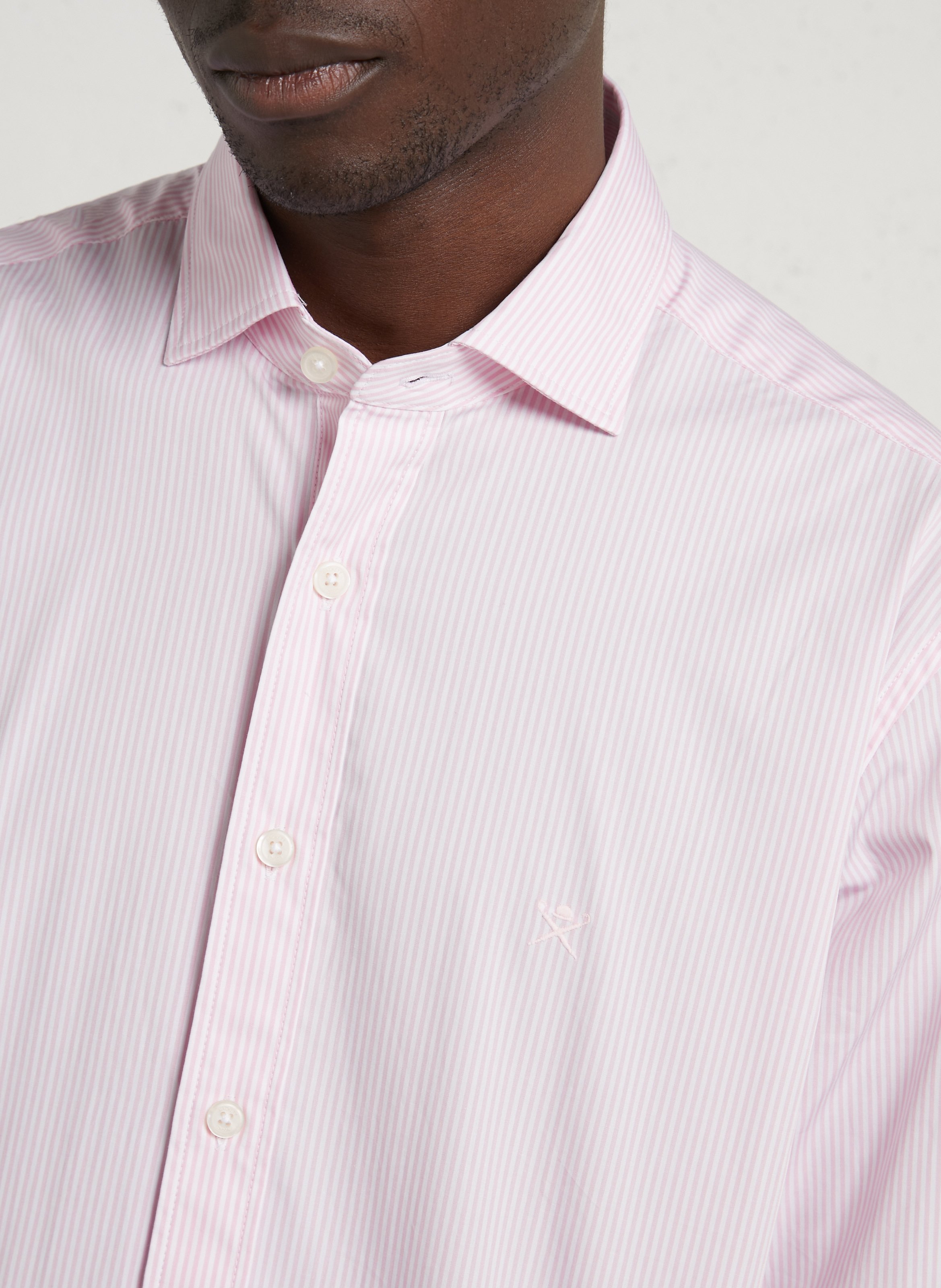 Chemise tailored-fit col classique rayée en coton HACKETT Rose