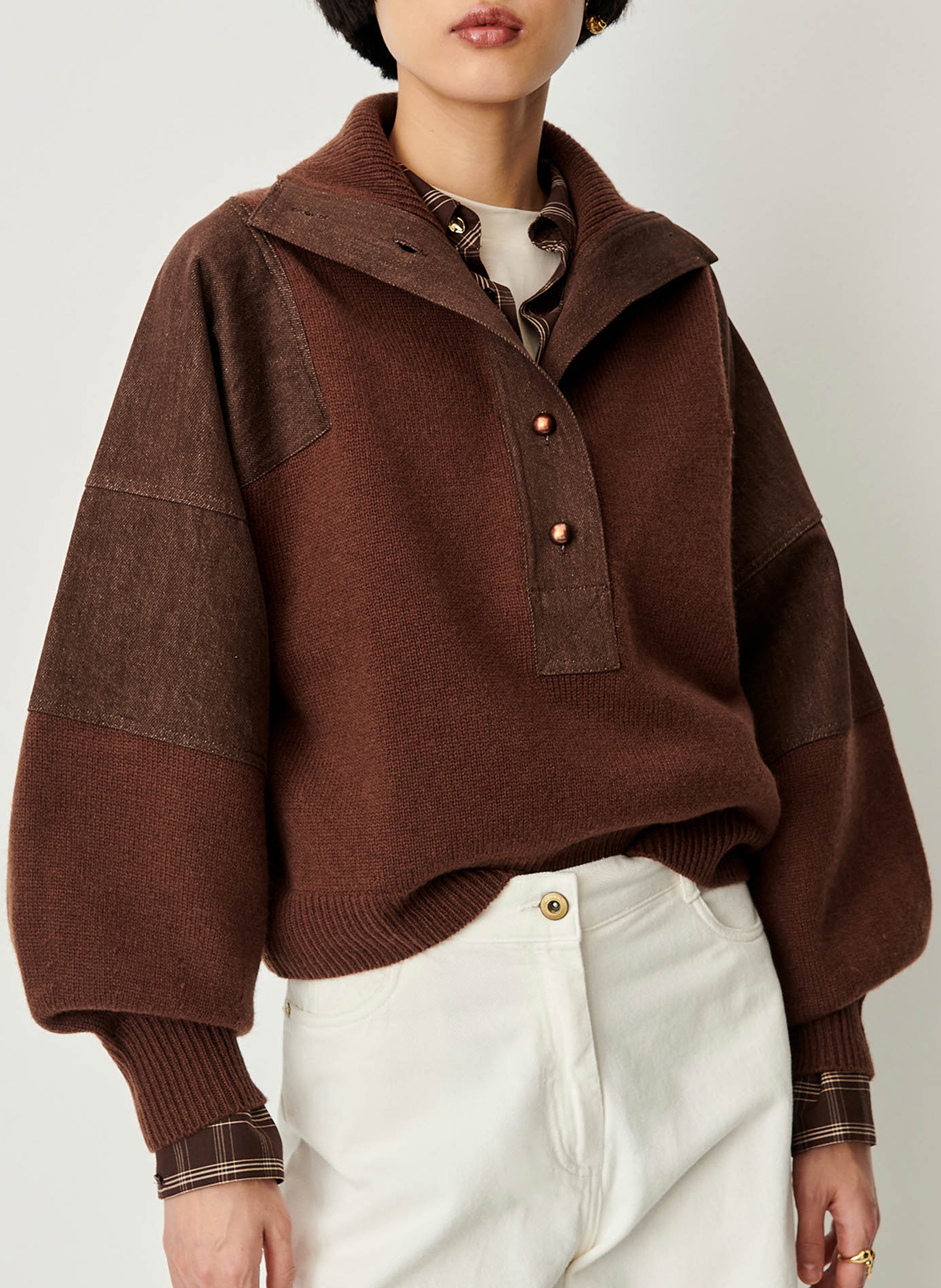 Oversize high-neck wool sweater SESSUN Brown
