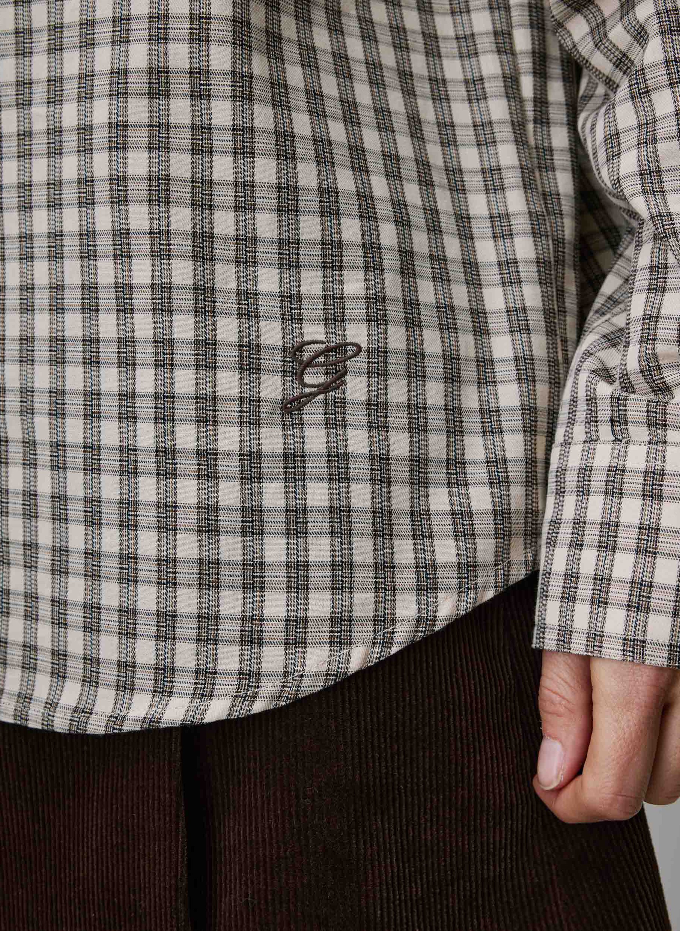 Chemise droite col lavallière en coton imprimé GRACE ET MILA Beige