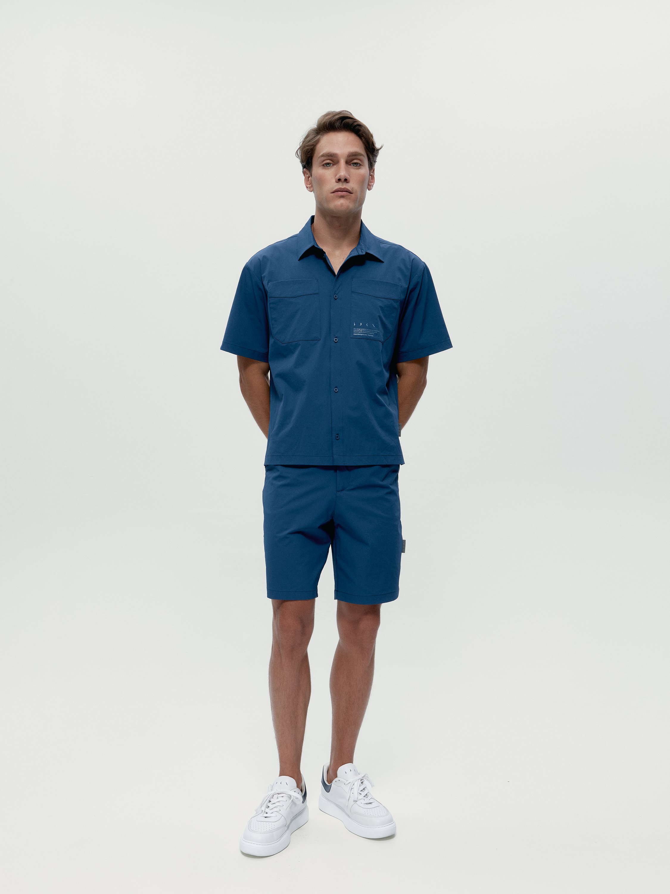 Shirt athleisure recovery manches courtes gadir BORN Bleu