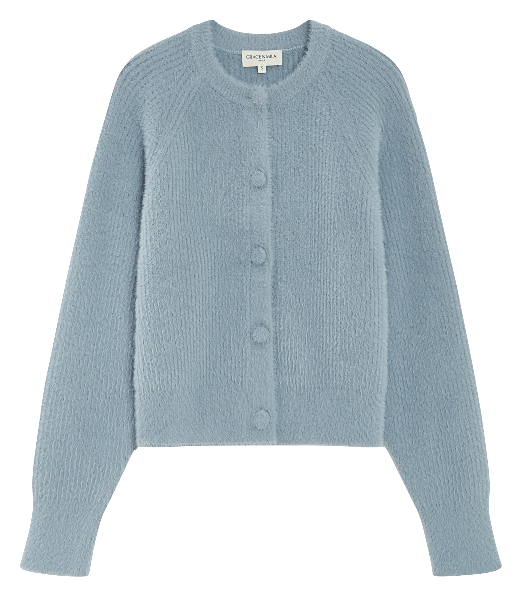 Gerader Rundhals-Cardigan | Blau GRACE ET MILA Damen