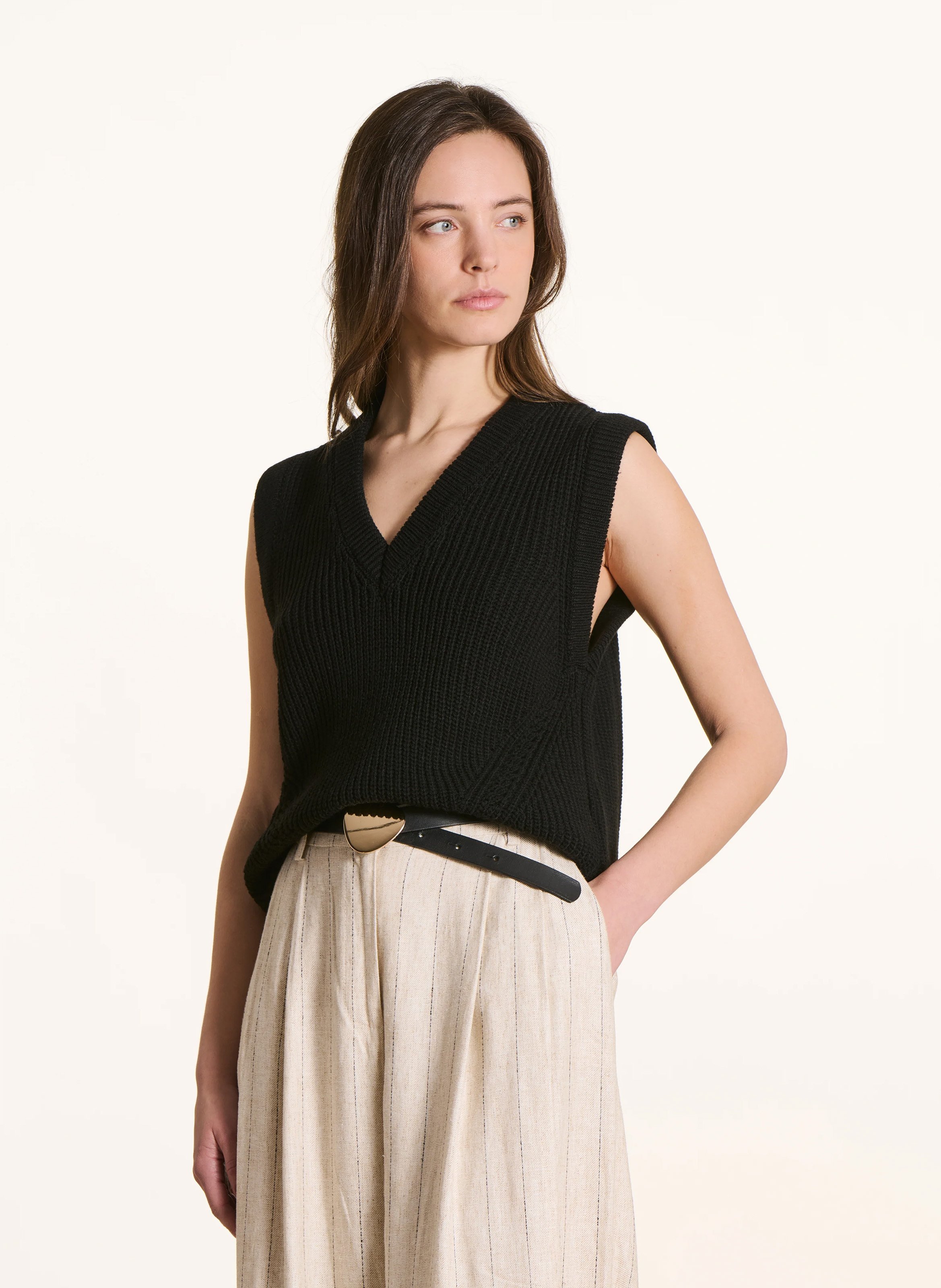 Pullover mit V-Ausschnitt LA FEE MARABOUTEE Schwarz