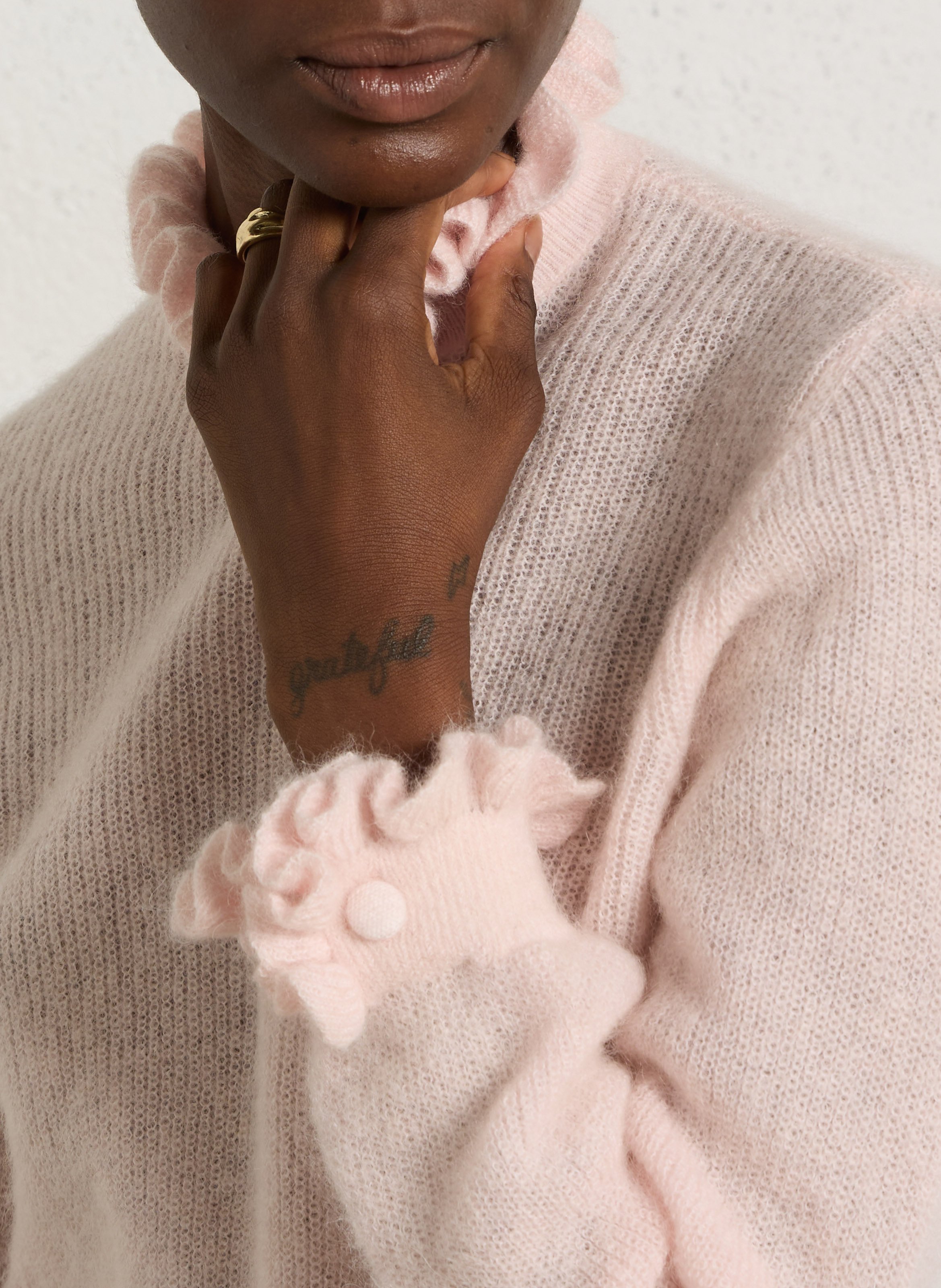 High-neck wool-blend sweater DES PETITS HAUTS Pink