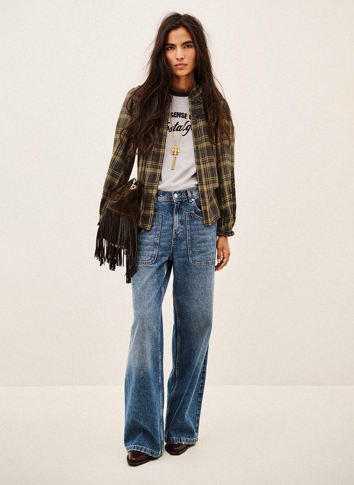 Oversize-Bluse aus Baumwolle BA&SH Khaki