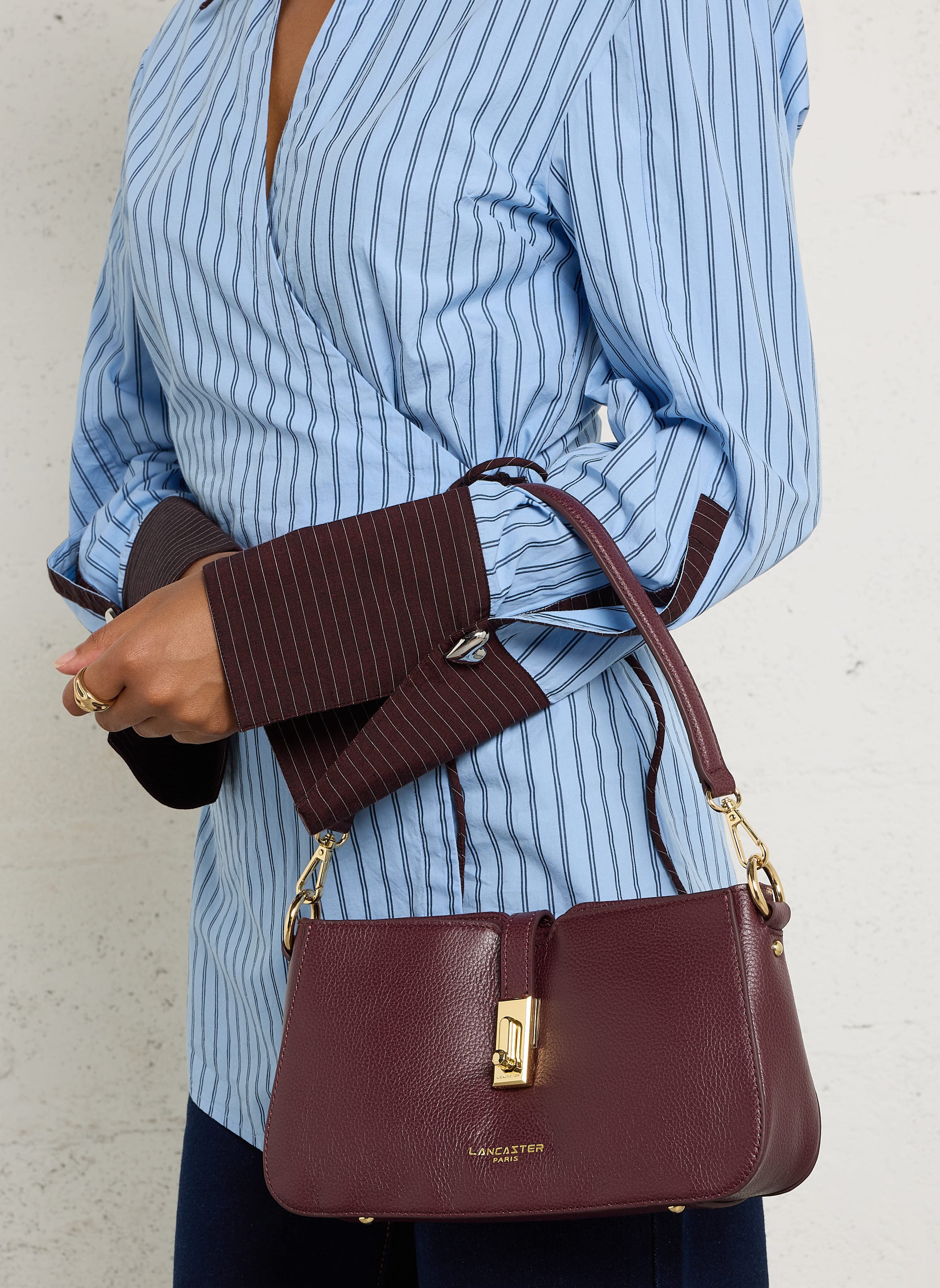 Sac à main rectangle en cuir de vachette LANCASTER PARIS Rouge