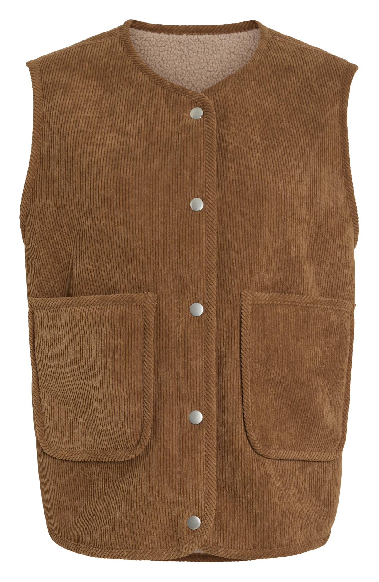 Mouwloos fluwelen ribfluwelen vest VILA Beige