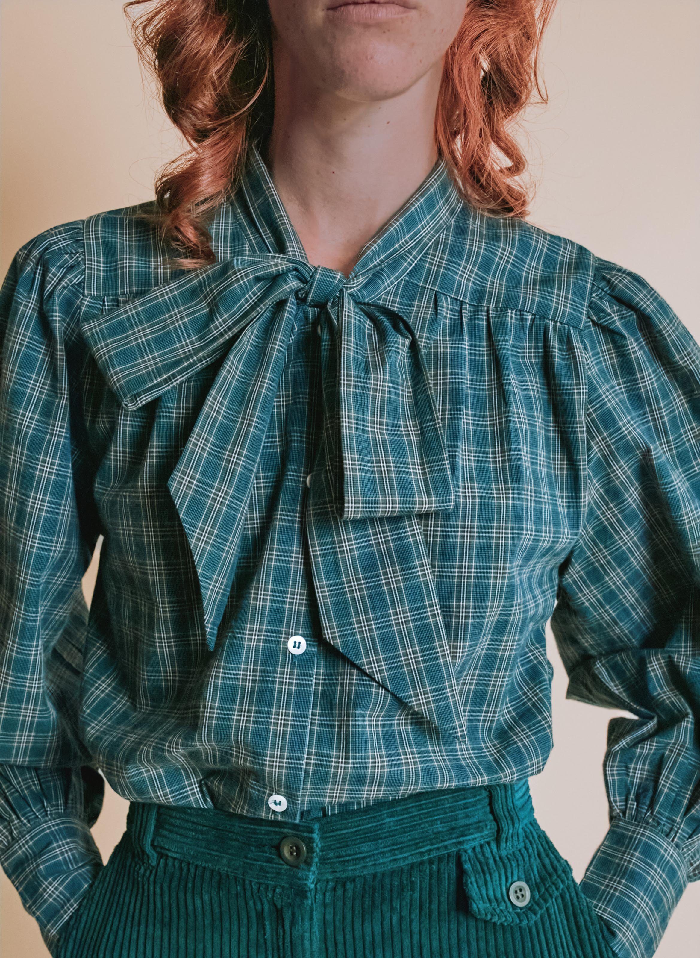 Bluse mit Lavallière-Kragen aus Baumwolle EMILE ET IDA Grun
