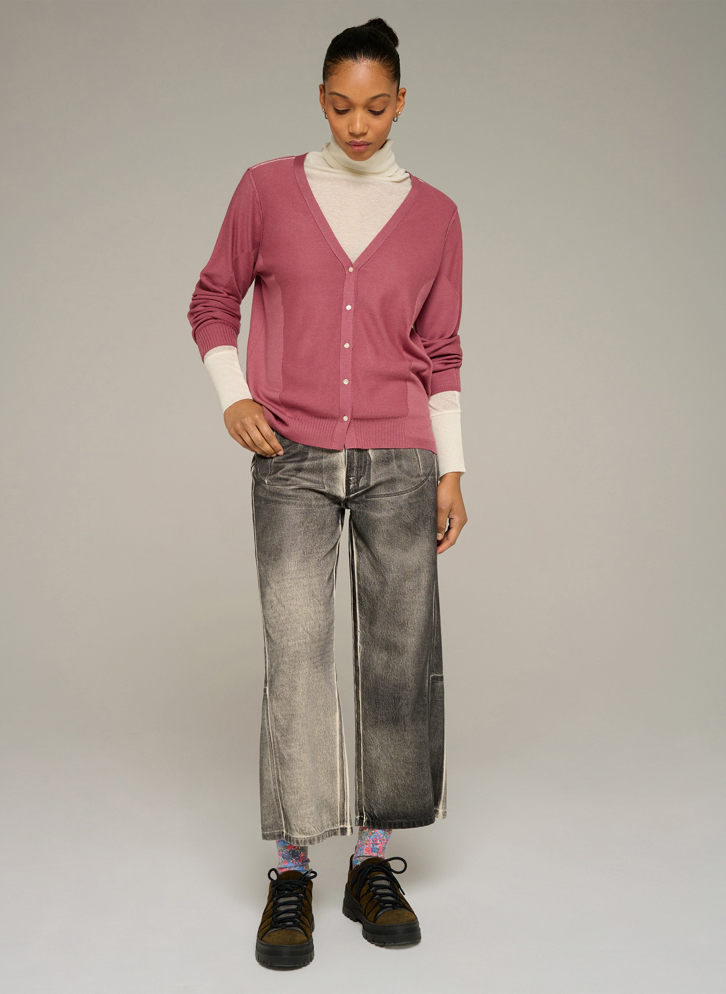 Recht, wollen vest met V-hals | Violet COTELAC ACOTE Dames