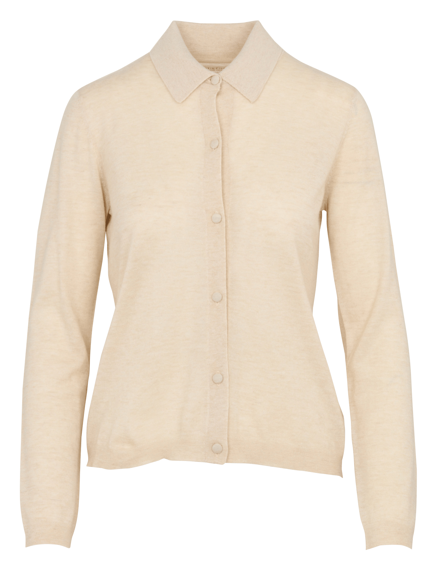 Recht vest met lange mouwen van kasjmier MAJESTIC FILATURES Beige