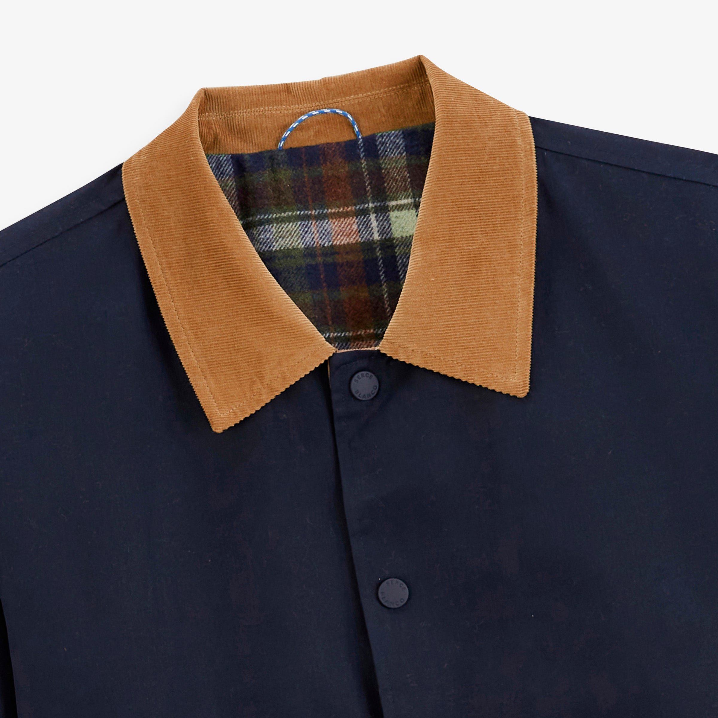 Blue DAN water-repellent jacket with corduroy collar SBPLAY SERGE BLANCO Blue