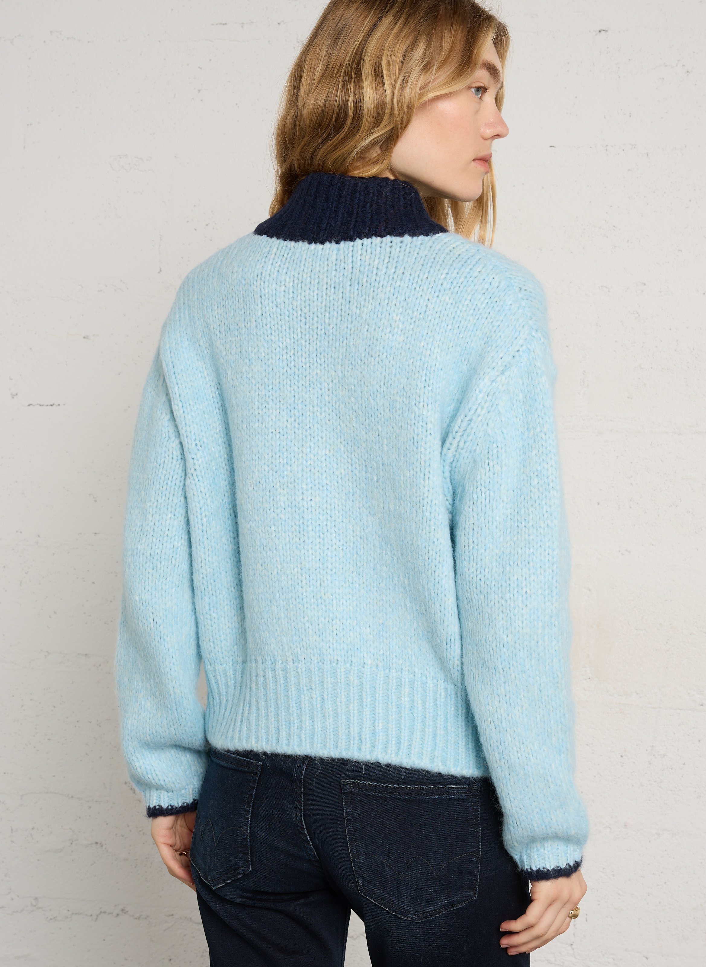 Gerader Reißverschluss-Pullover mit Stehkragen DR BLOOM Blau
