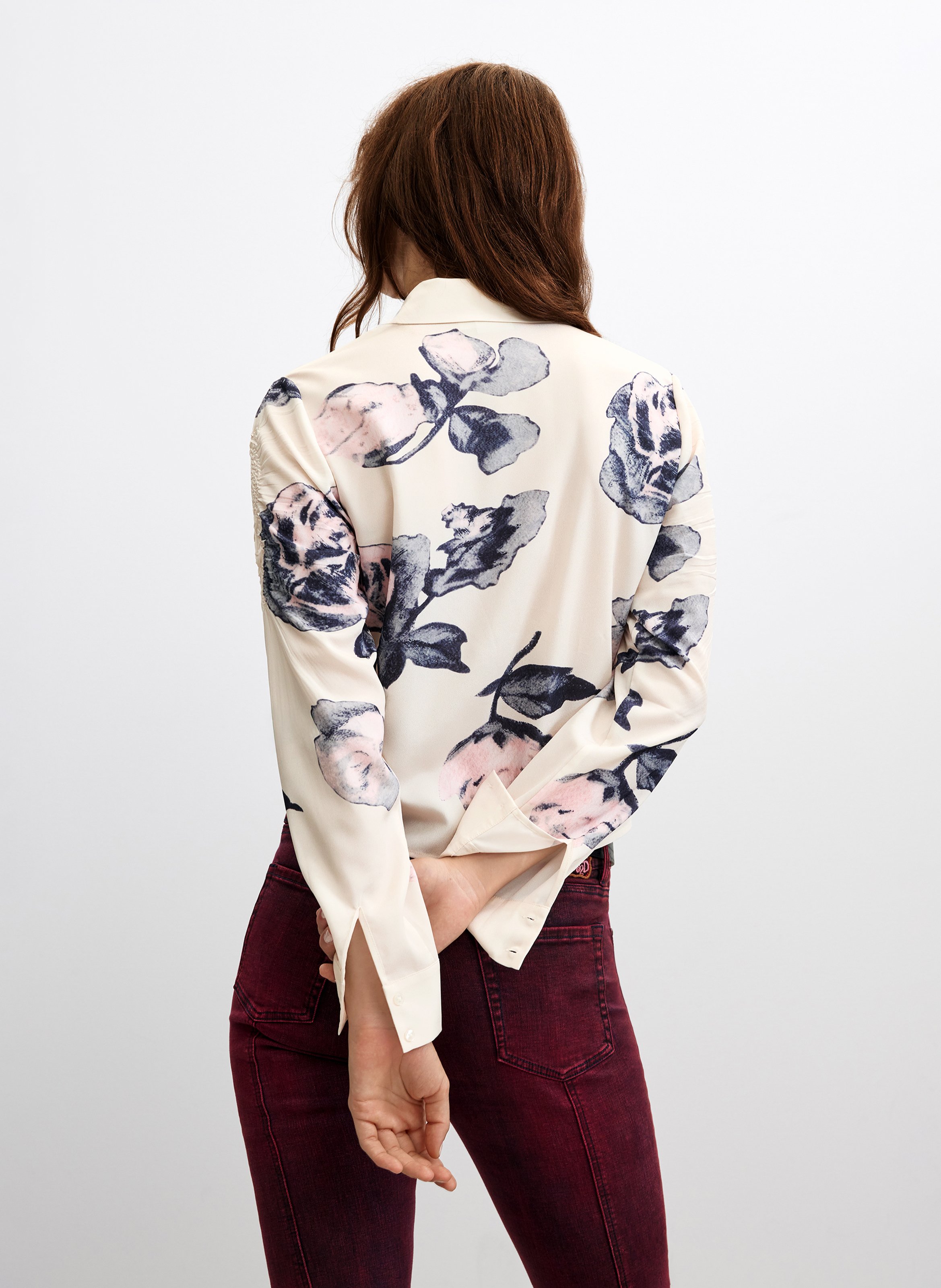 Gerade geschnittenes, strukturiertes Hemd mit Print DESIGUAL Weiss