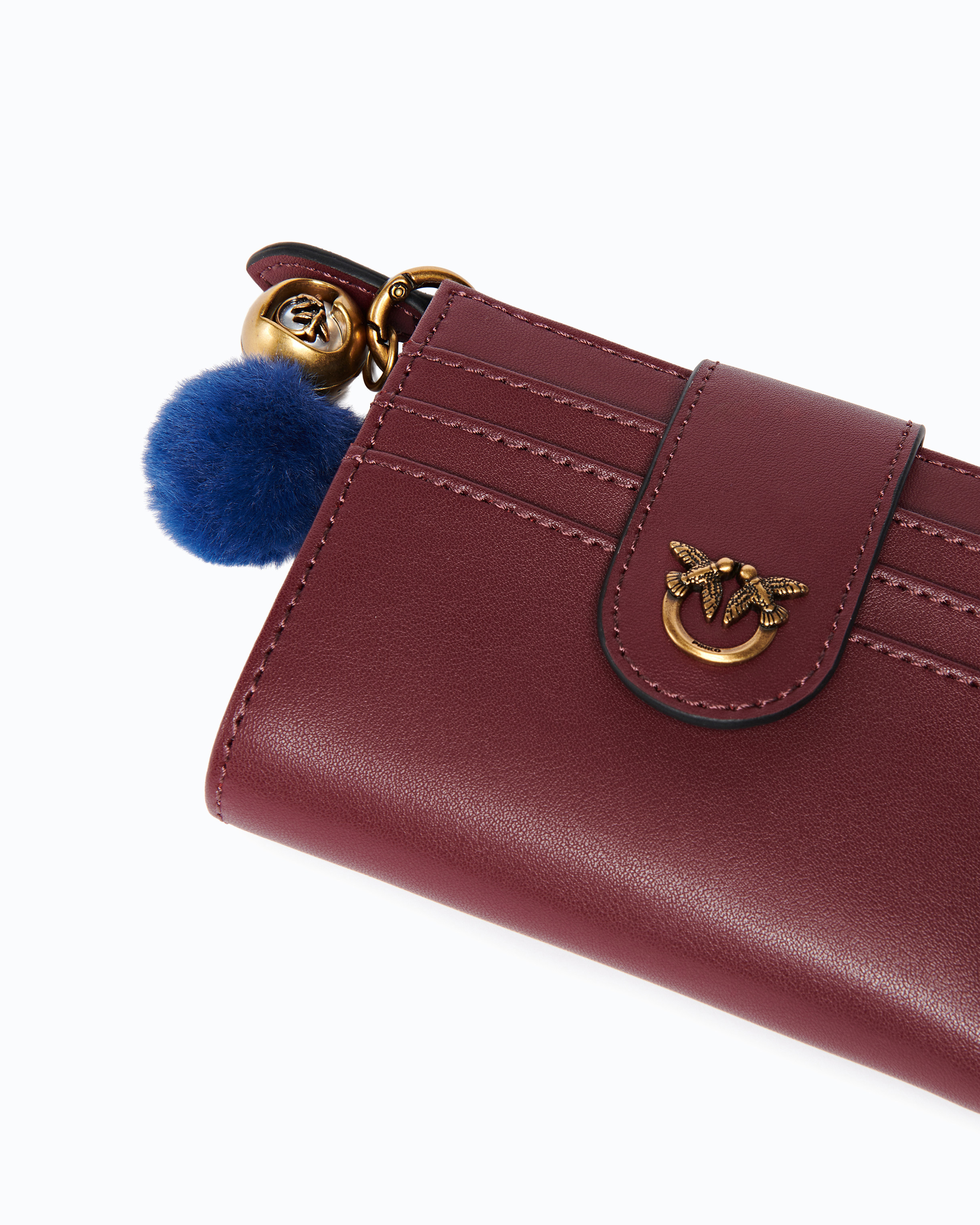 Multifunction leather wallet with pompom PINKO Green
